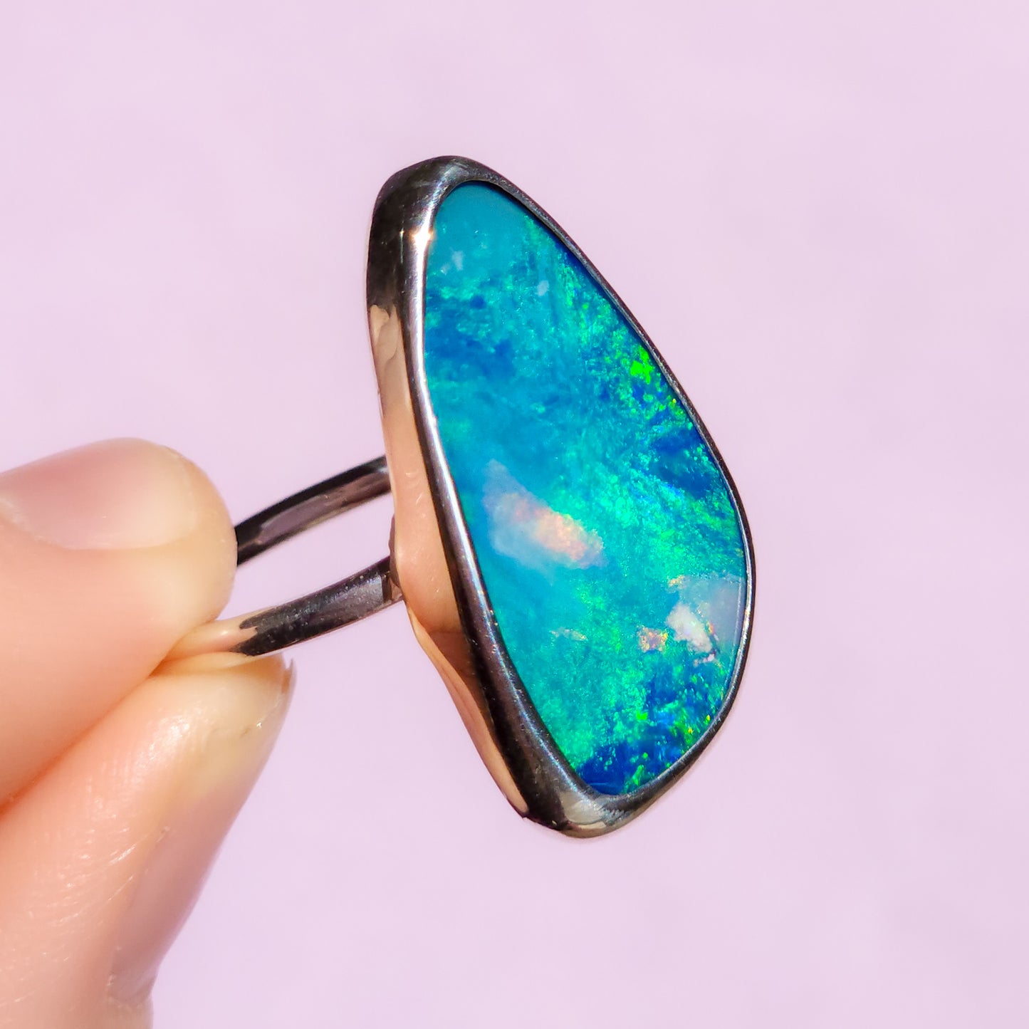 ANGEL | Australian opal doublet ring / Choose your Size / Coober Pedy Opal / Statement ring / Fine Jewelry / baby blue ring