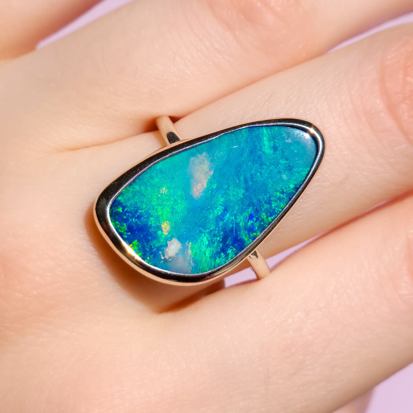 ANGEL | Australian opal doublet ring / Choose your Size / Coober Pedy Opal / Statement ring / Fine Jewelry / baby blue ring
