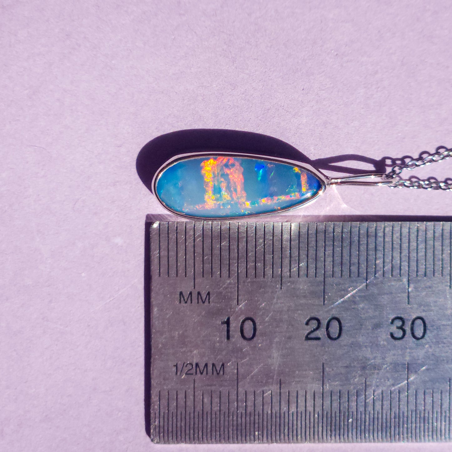 LIORA | Australian opal doublet pendant / 925 Silver/ Coober Pedy/ statement necklace/ dainty jewelry / Red opal