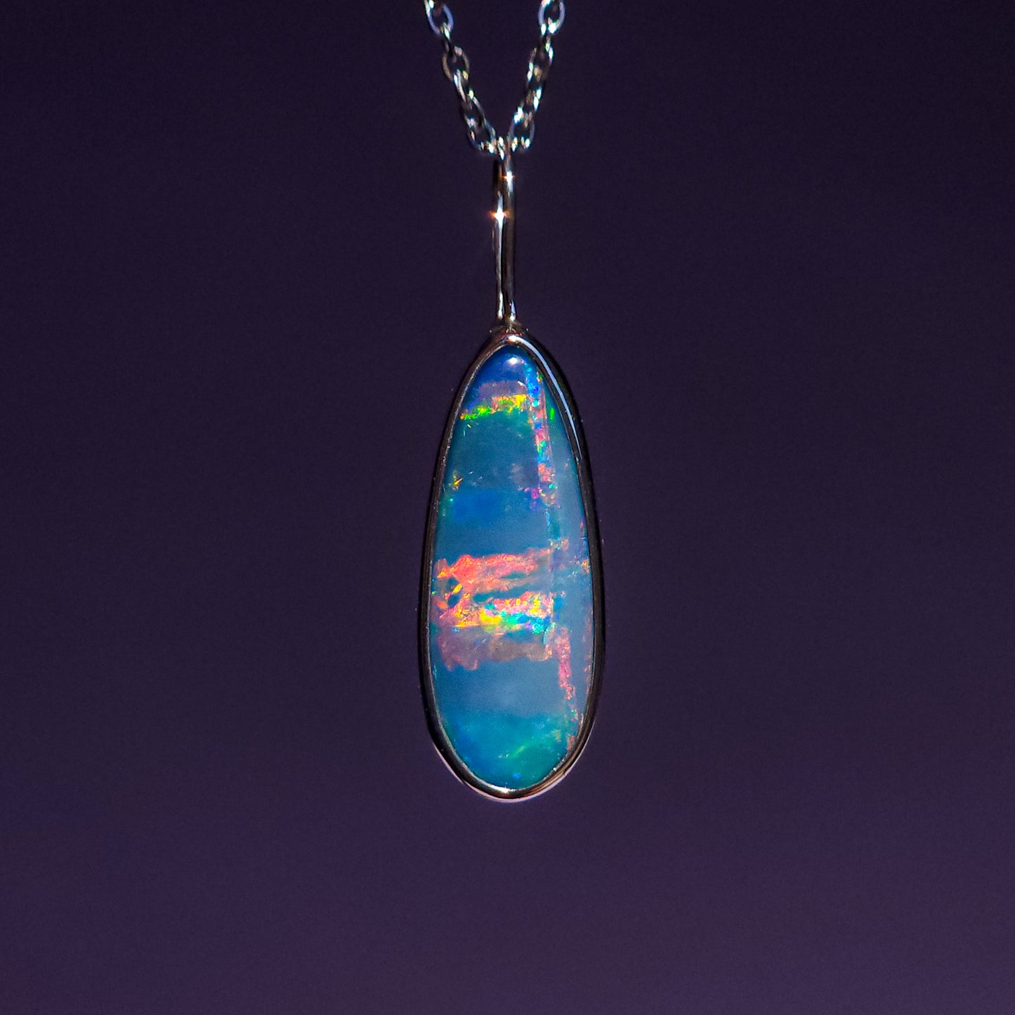 LIORA | Australian opal doublet pendant / 925 Silver/ Coober Pedy/ statement necklace/ dainty jewelry / Red opal