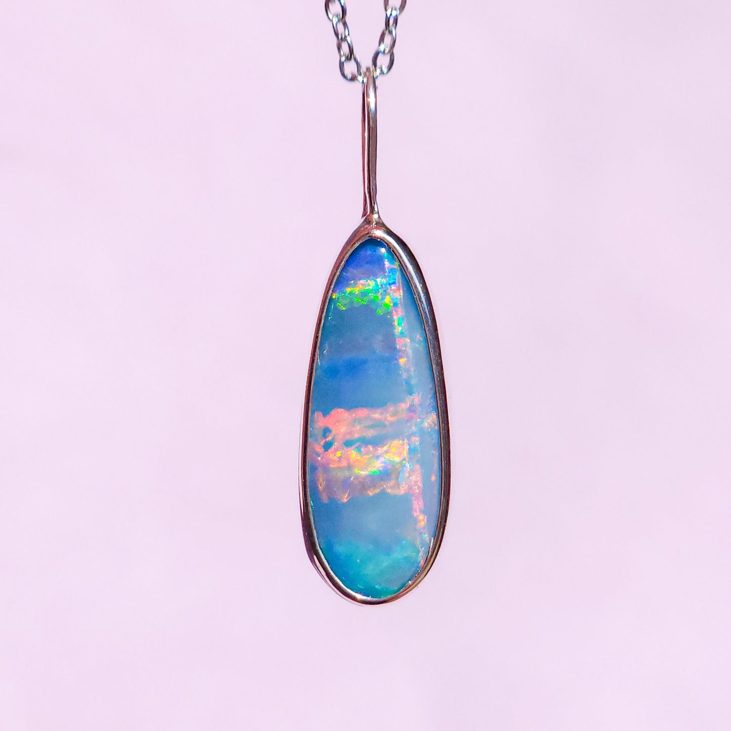 LIORA | Australian opal doublet pendant / 925 Silver/ Coober Pedy/ statement necklace/ dainty jewelry / Red opal