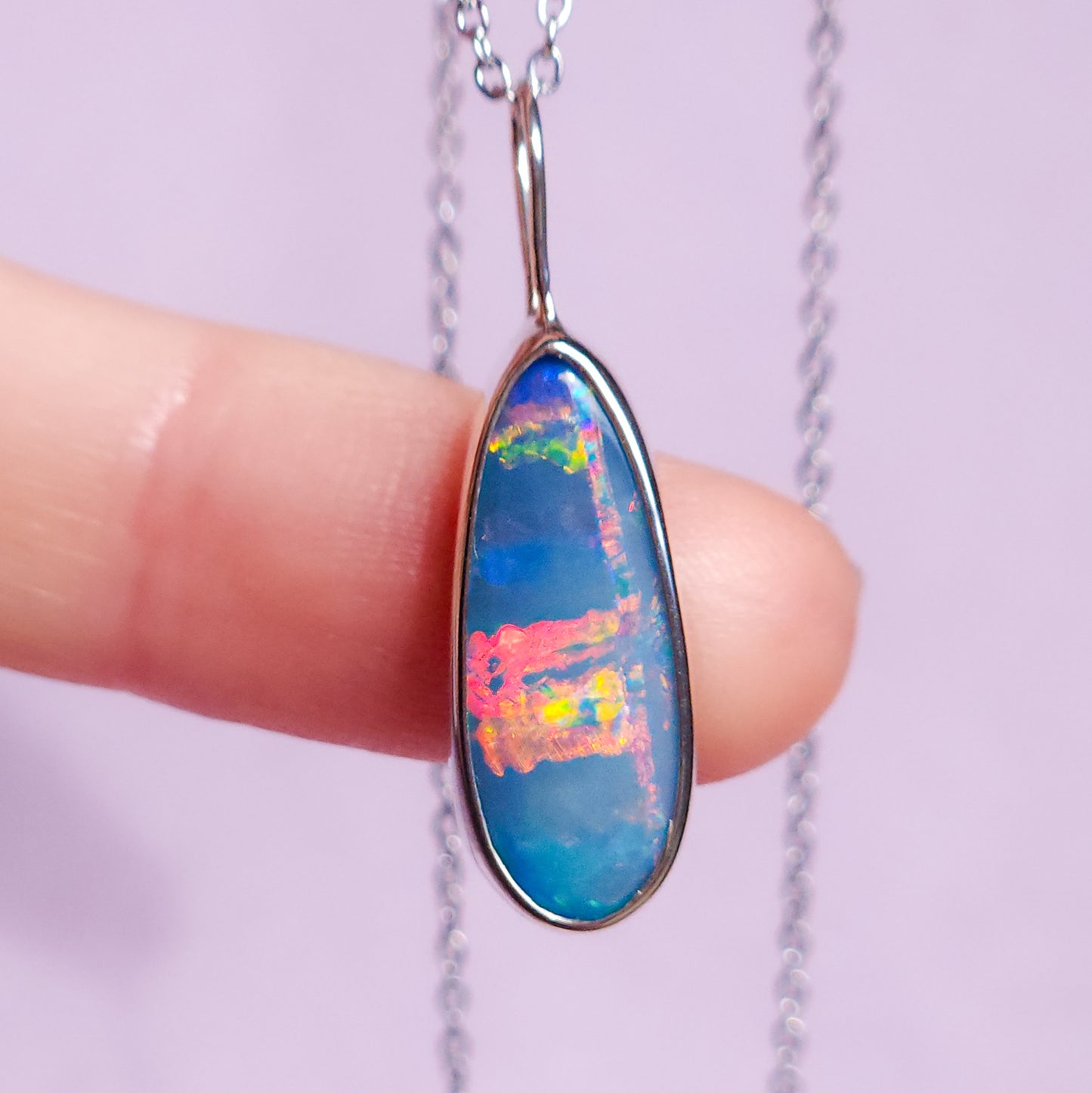 LIORA | Australian opal doublet pendant / 925 Silver/ Coober Pedy/ statement necklace/ dainty jewelry / Red opal