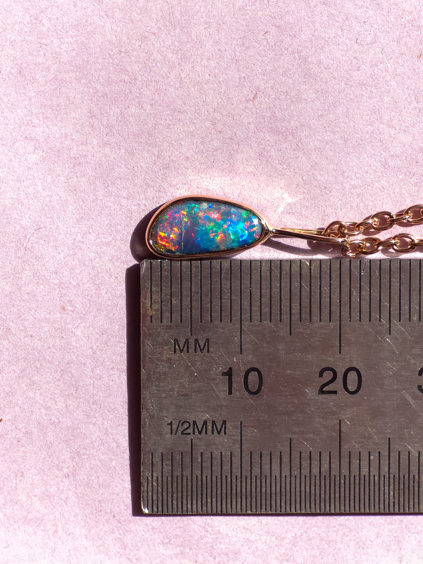 ROSE | 14K Rose Gold opal pendant / Australian opal / Coober Pedy opal / minimalist jewelry/ rainbow opal / Rose gold necklace