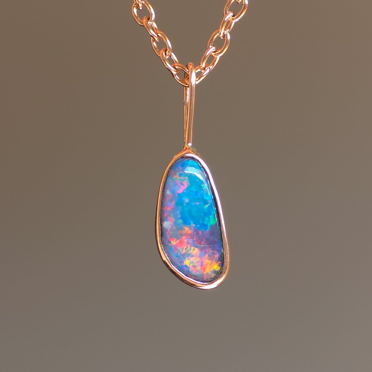 ROSE | 14K Rose Gold opal pendant / Australian opal / Coober Pedy opal / minimalist jewelry/ rainbow opal / Rose gold necklace