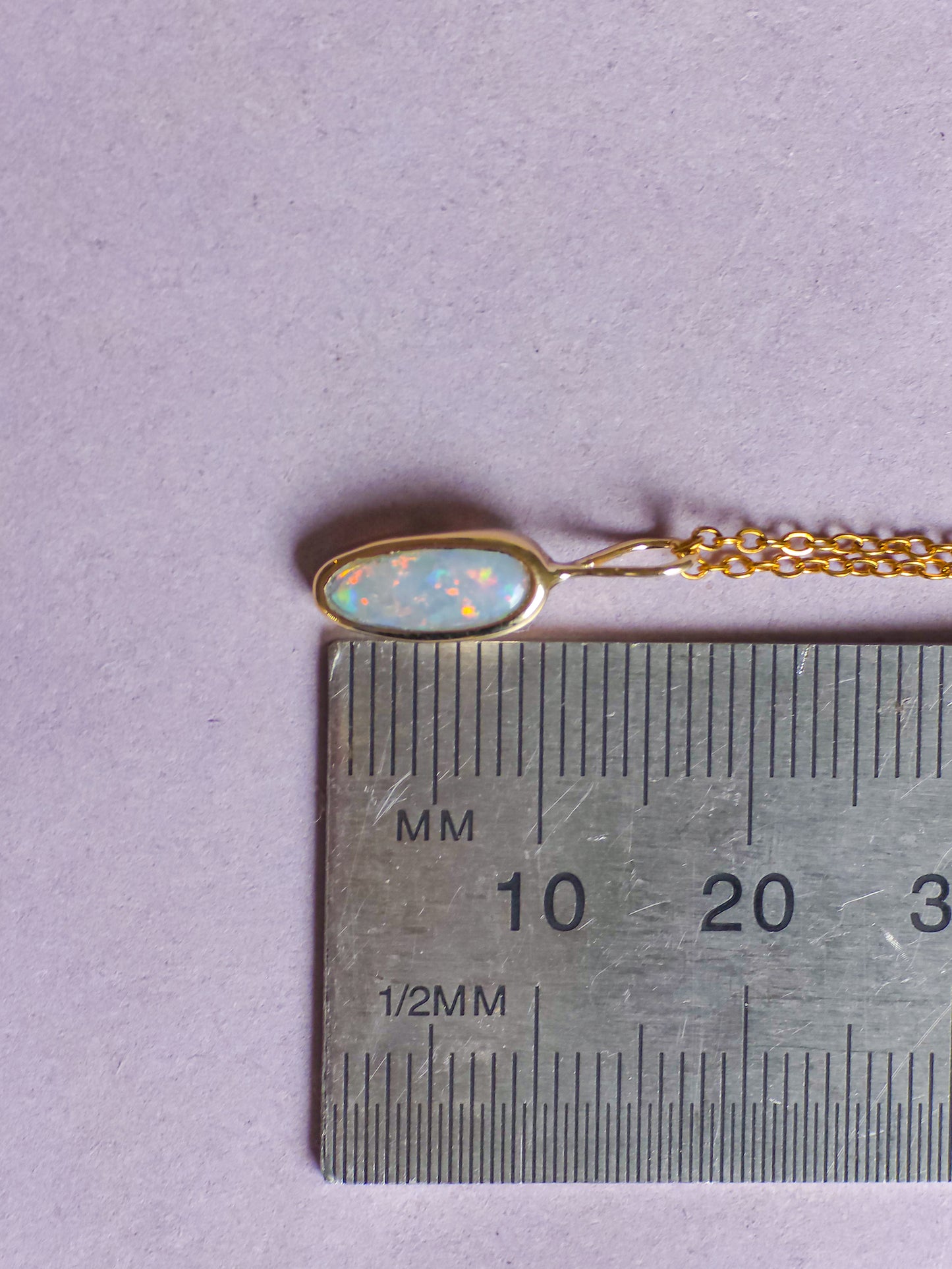 14K Gold Solid Coober Pedy Opal pendant / Australian opal necklace / solid rainbow opal / pink solid opal / charm pendant