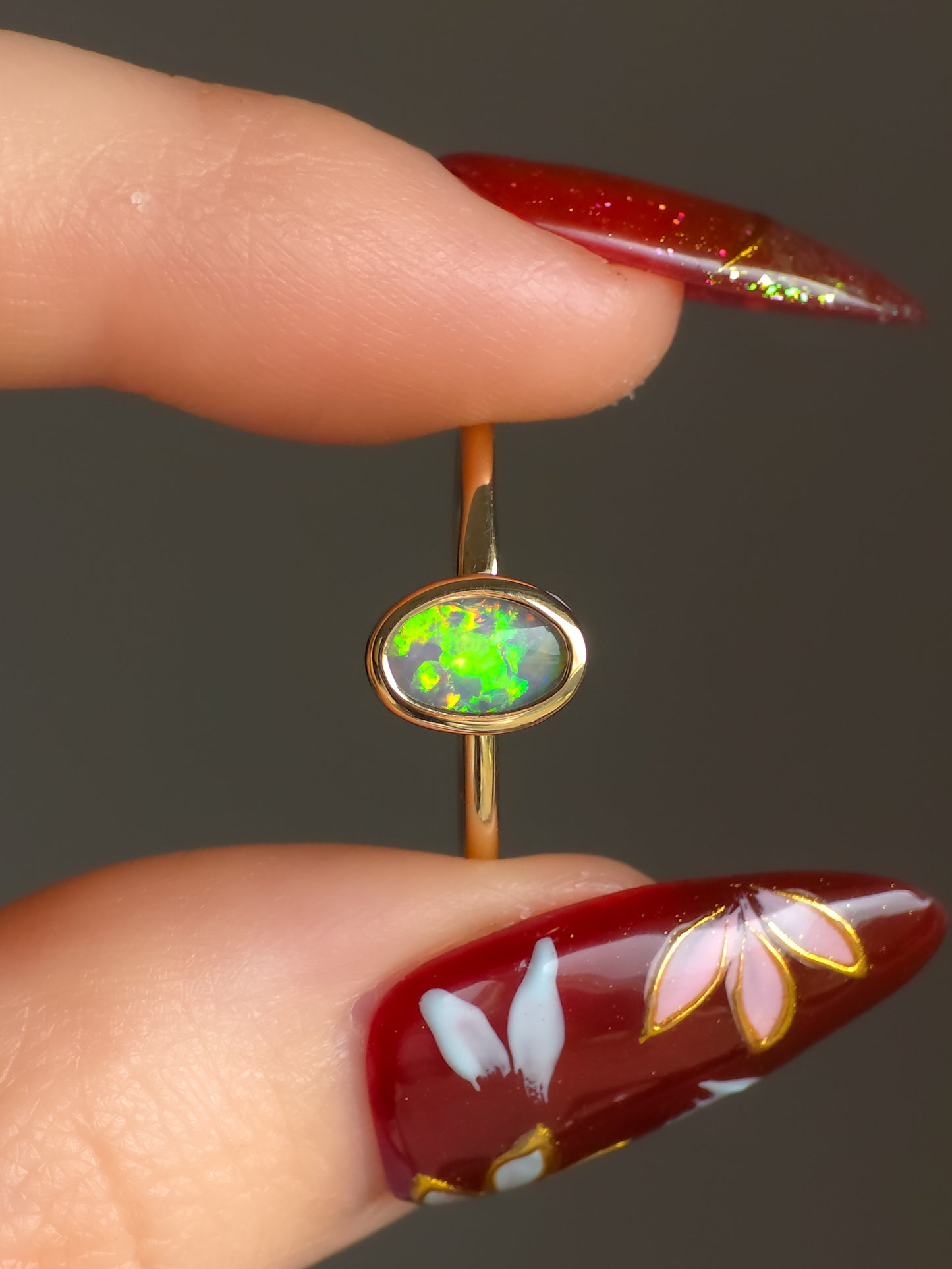 ROYAL | 14K Gold Solid Australian Opal Ring / Free Sizing / Coober Pedy Opal / solid gold / solid opal ring / dainty ring