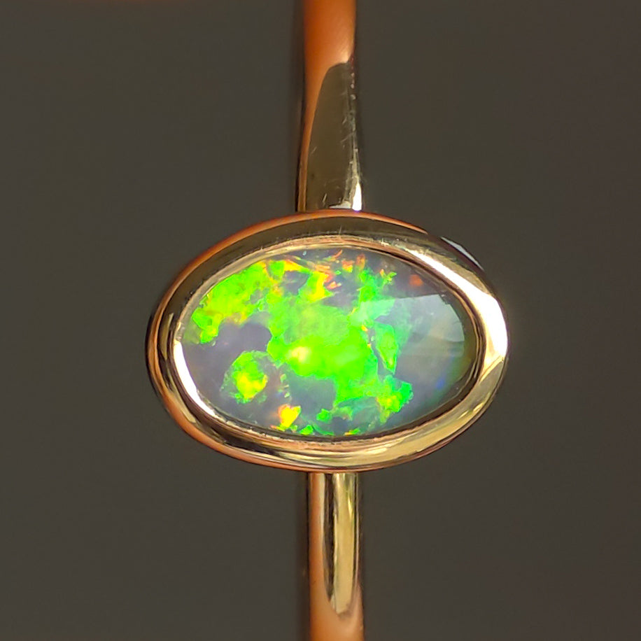ROYAL | 14K Gold Solid Australian Opal Ring / Free Sizing / Coober Pedy Opal / solid gold / solid opal ring / dainty ring