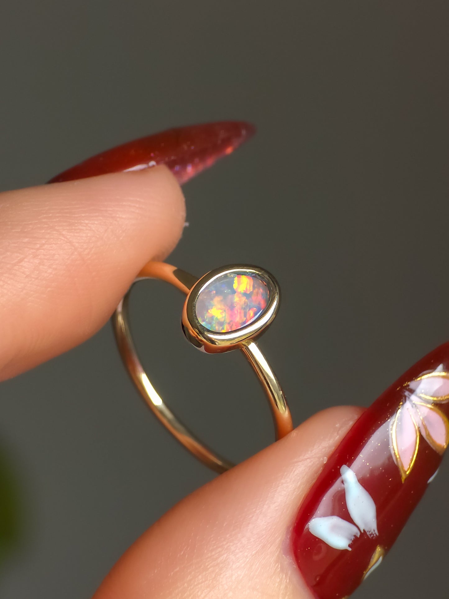 ROYAL | 14K Gold Solid Australian Opal Ring / Free Sizing / Coober Pedy Opal / solid gold / solid opal ring / dainty ring