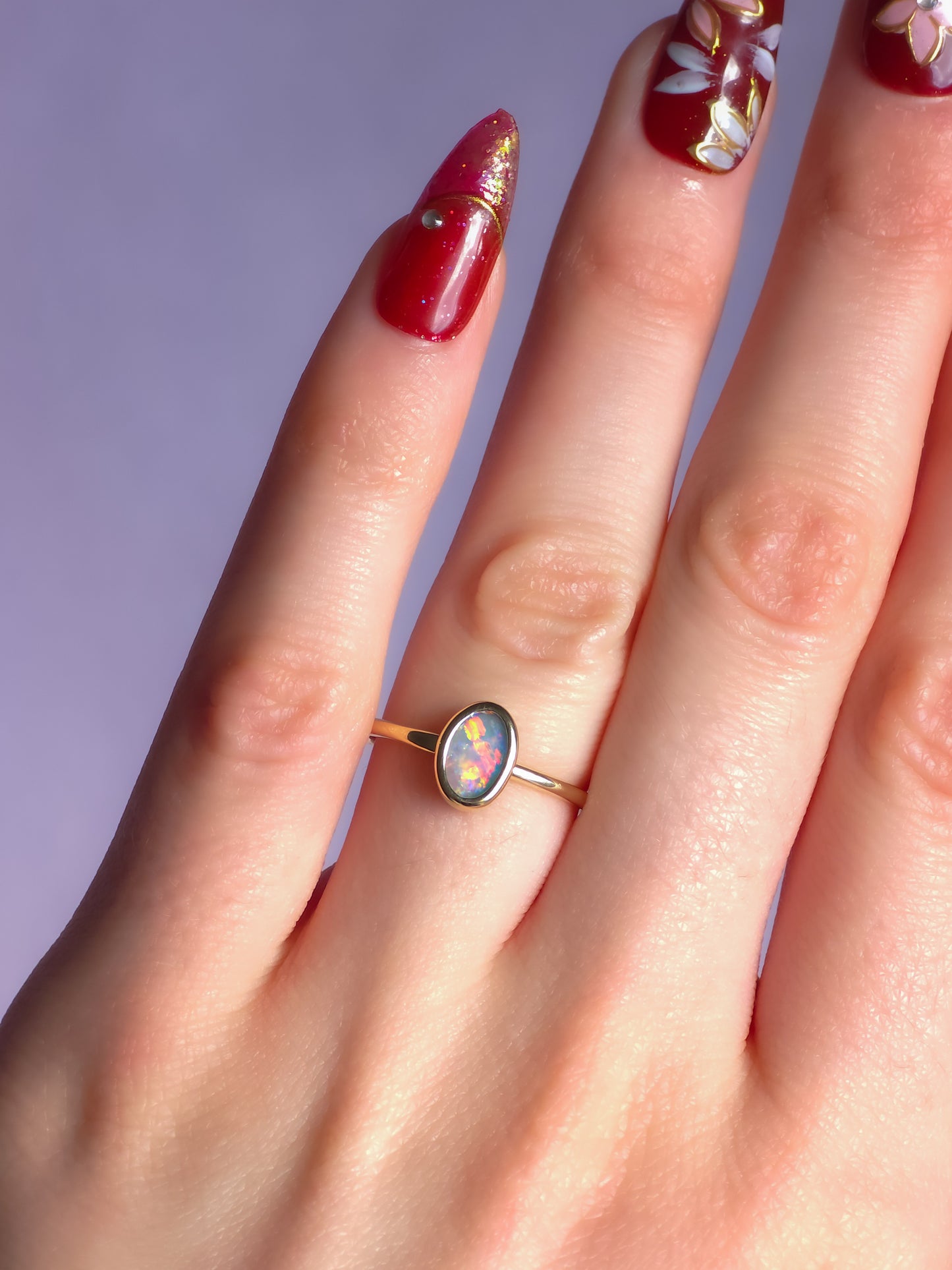 ROYAL | 14K Gold Solid Australian Opal Ring / Free Sizing / Coober Pedy Opal / solid gold / solid opal ring / dainty ring