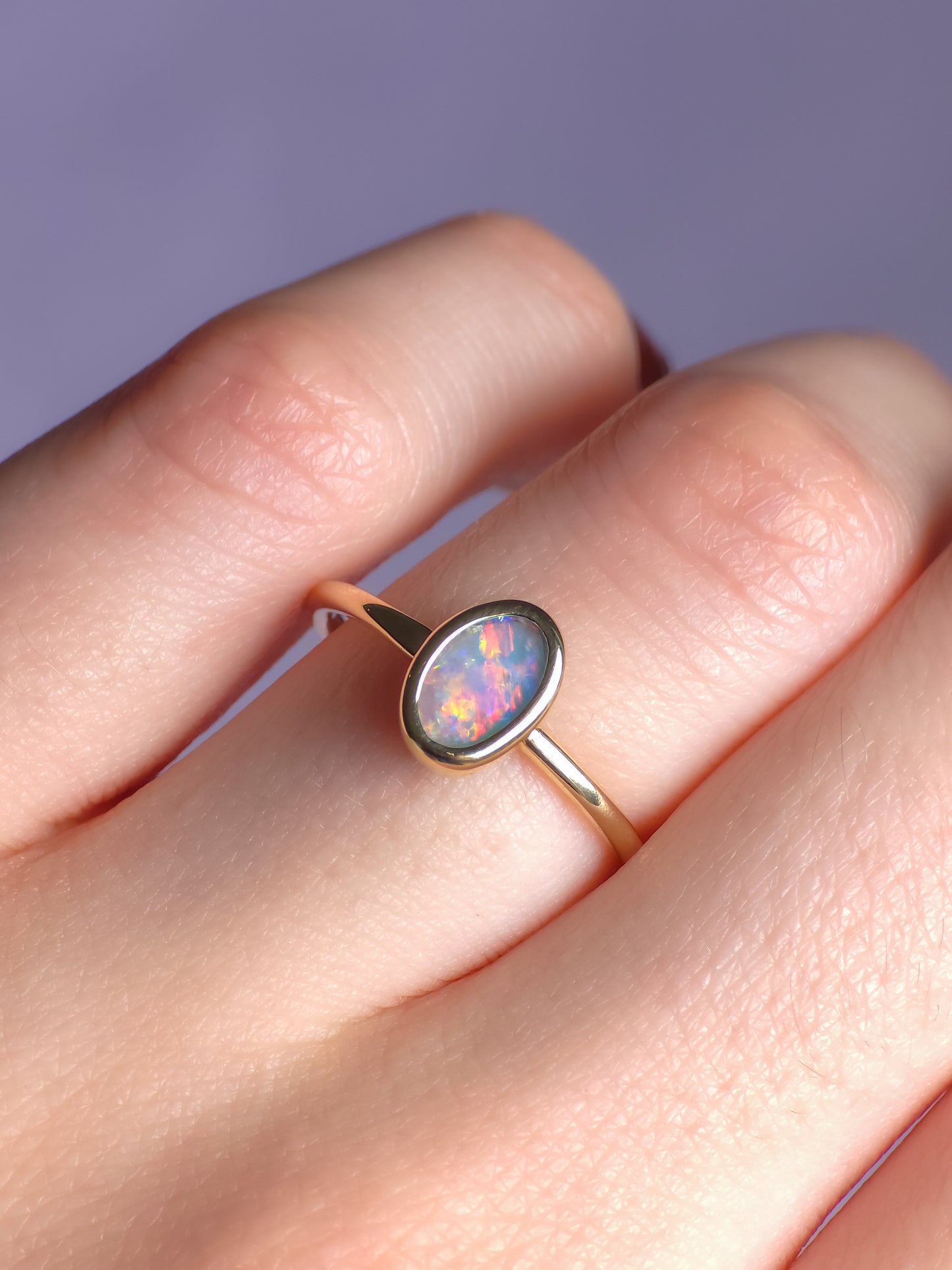 ROYAL | 14K Gold Solid Australian Opal Ring / Free Sizing / Coober Pedy Opal / solid gold / solid opal ring / dainty ring