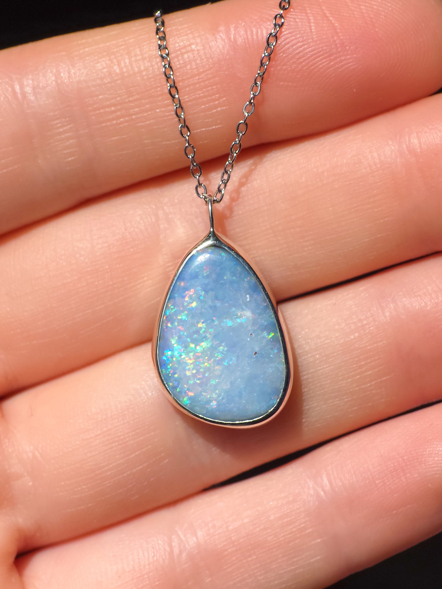 925 Silver Australian Opal Doublet Pendant / Coober Pedy opal necklace / statement jewelry
