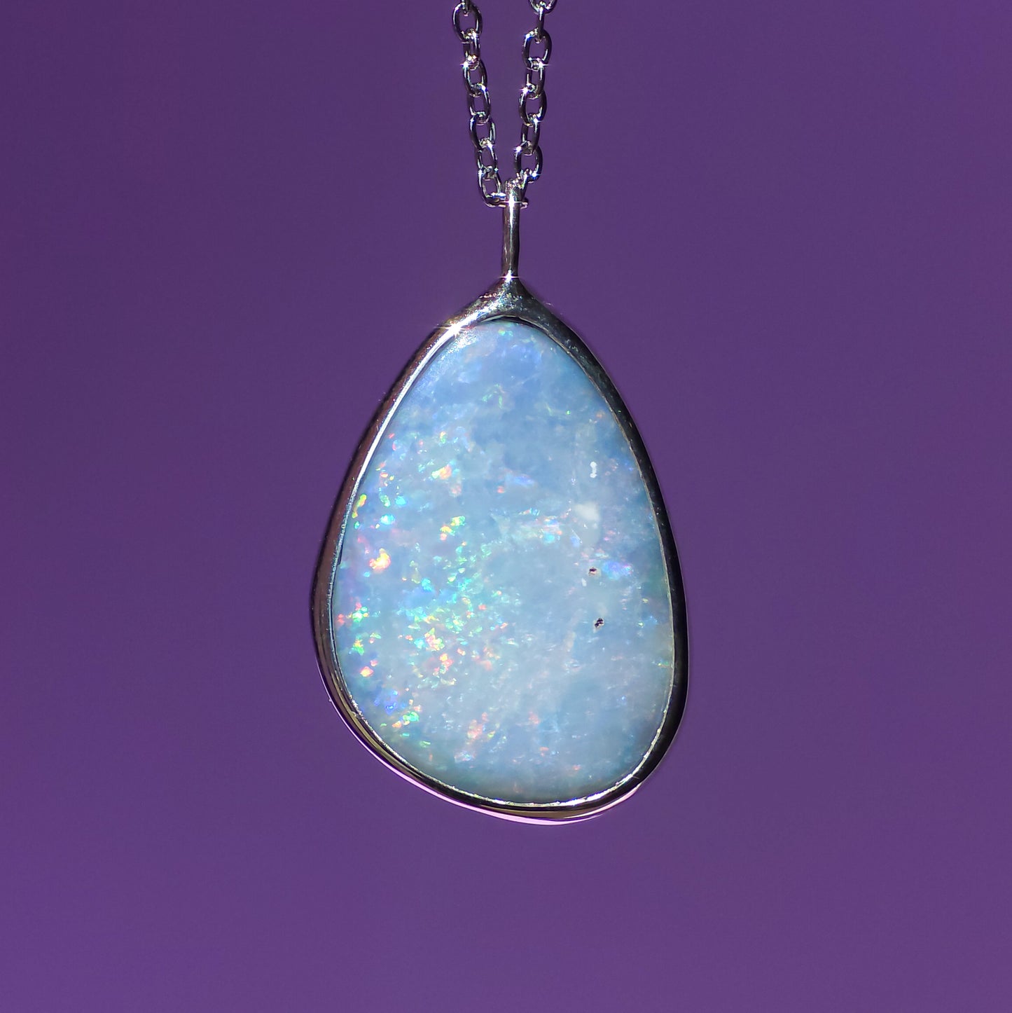 925 Silver Australian Opal Doublet Pendant / Coober Pedy opal necklace / statement jewelry