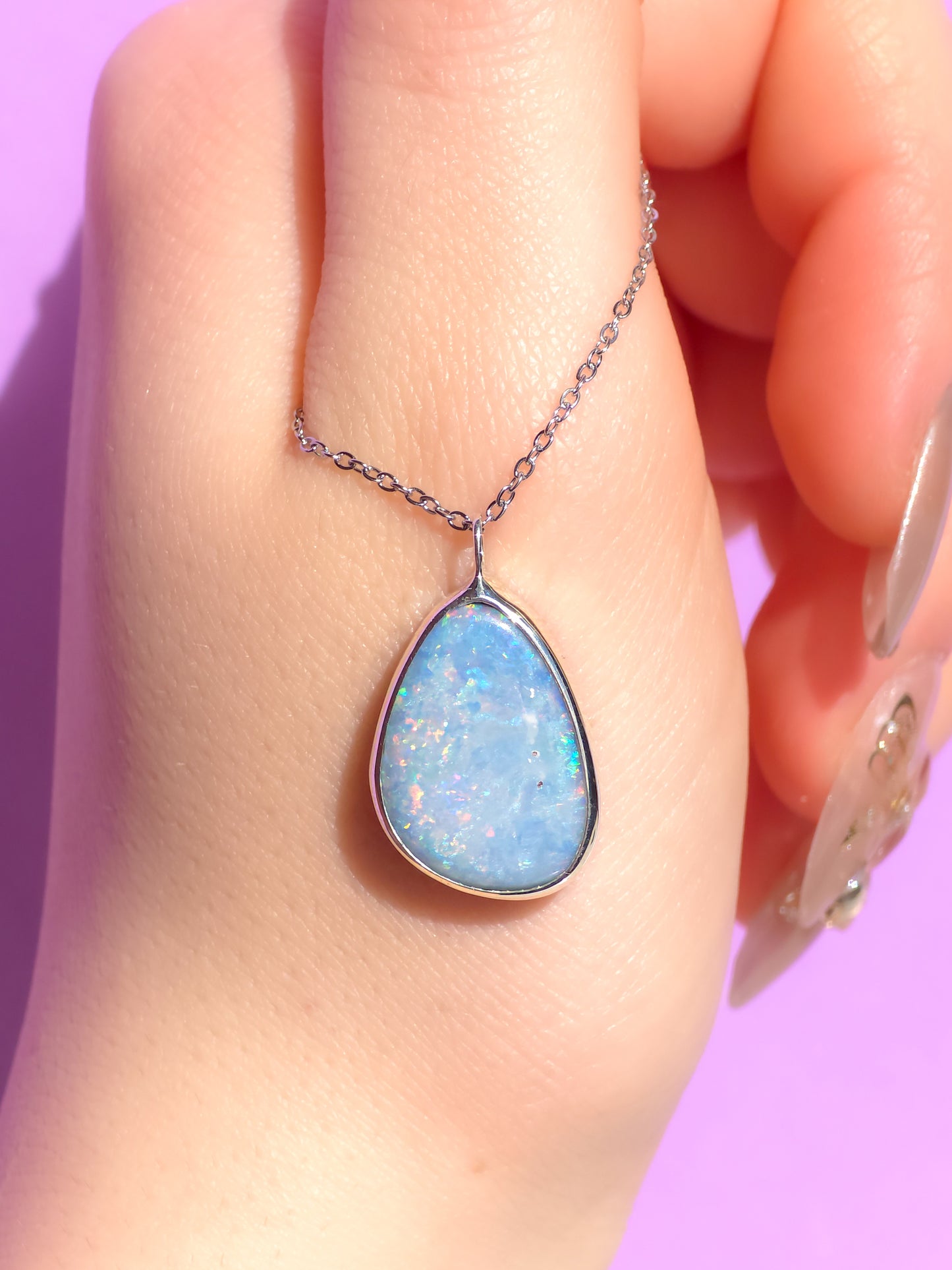 925 Silver Australian Opal Doublet Pendant / Coober Pedy opal necklace / statement jewelry