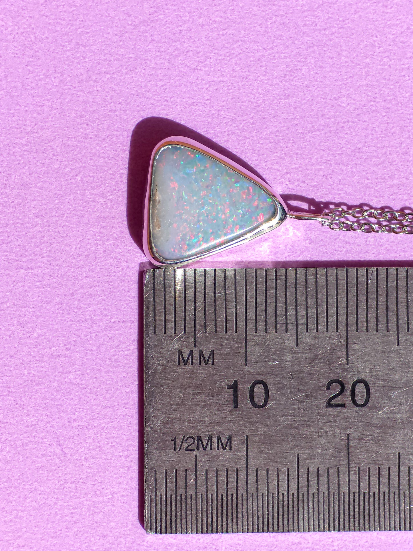 PIXIE | Pink Australian Opal Doublet Pendant / Coober Pedy opal necklace / statement jewelry / Triangle Pendant