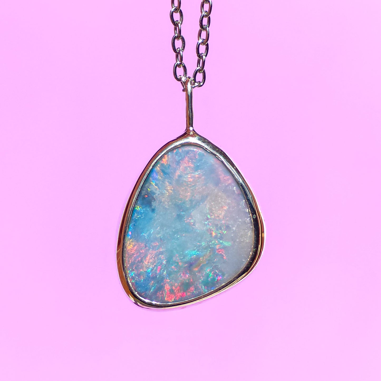 ROSÉ | Pink Australian Opal Doublet Pendant / Coober Pedy opal necklace / minimal jewelry / pink opal