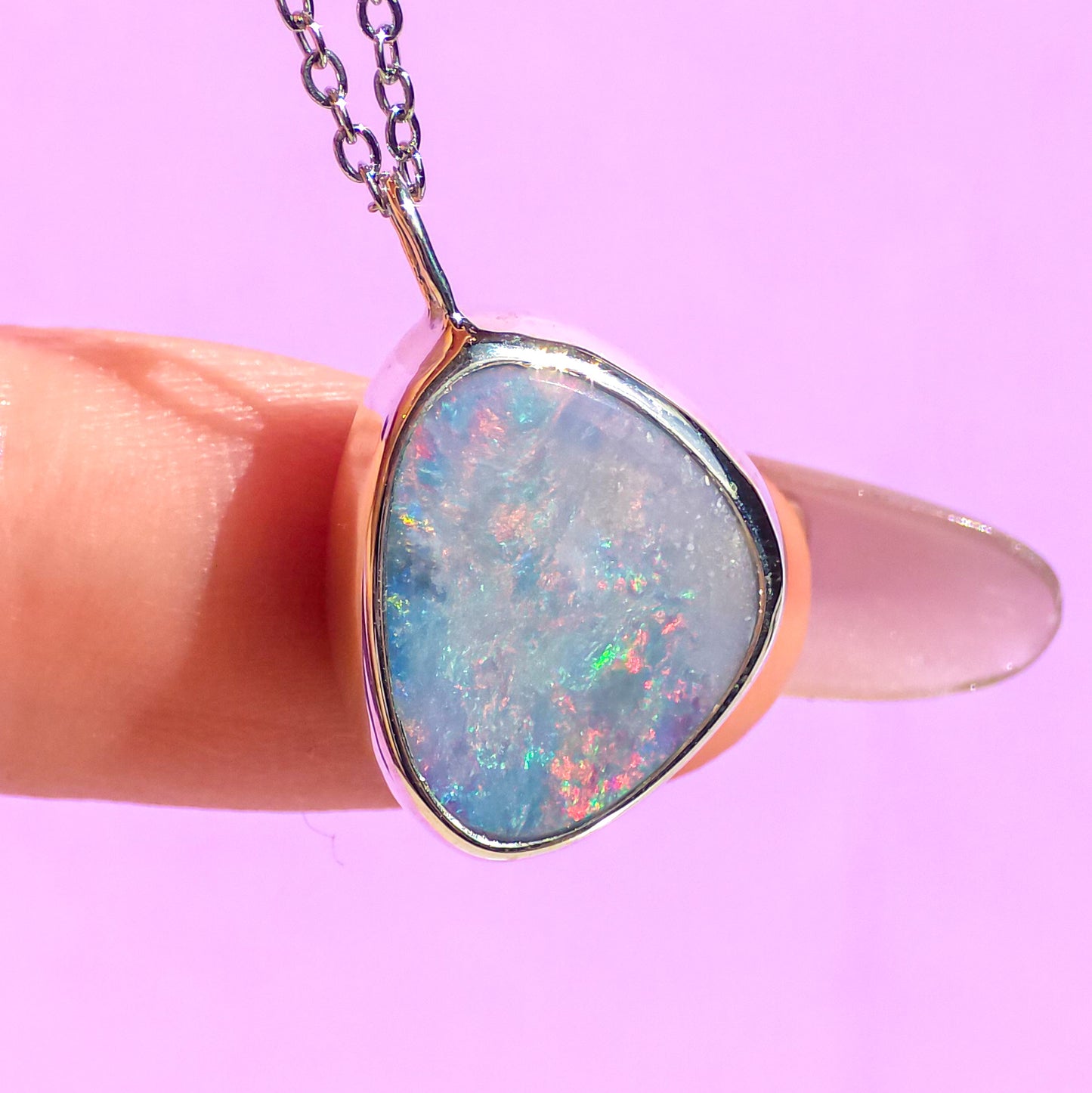 ROSÉ | Pink Australian Opal Doublet Pendant / Coober Pedy opal necklace / minimal jewelry / pink opal