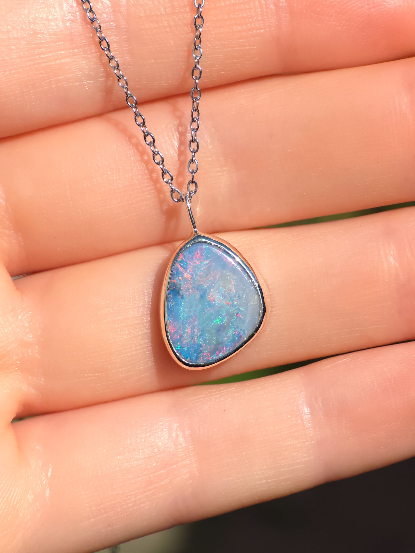 ROSÉ | Pink Australian Opal Doublet Pendant / Coober Pedy opal necklace / minimal jewelry / pink opal
