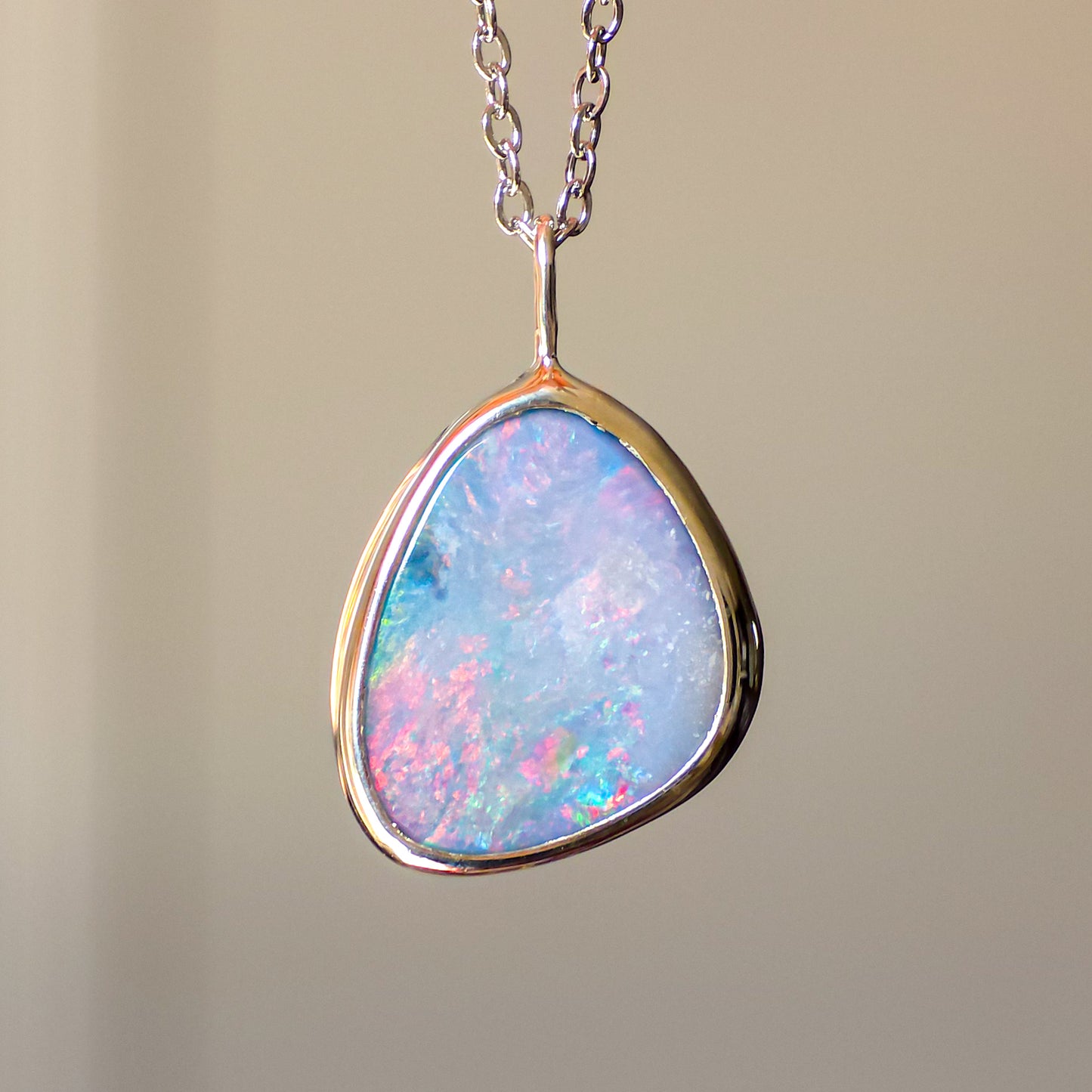 ROSÉ | Pink Australian Opal Doublet Pendant / Coober Pedy opal necklace / minimal jewelry / pink opal