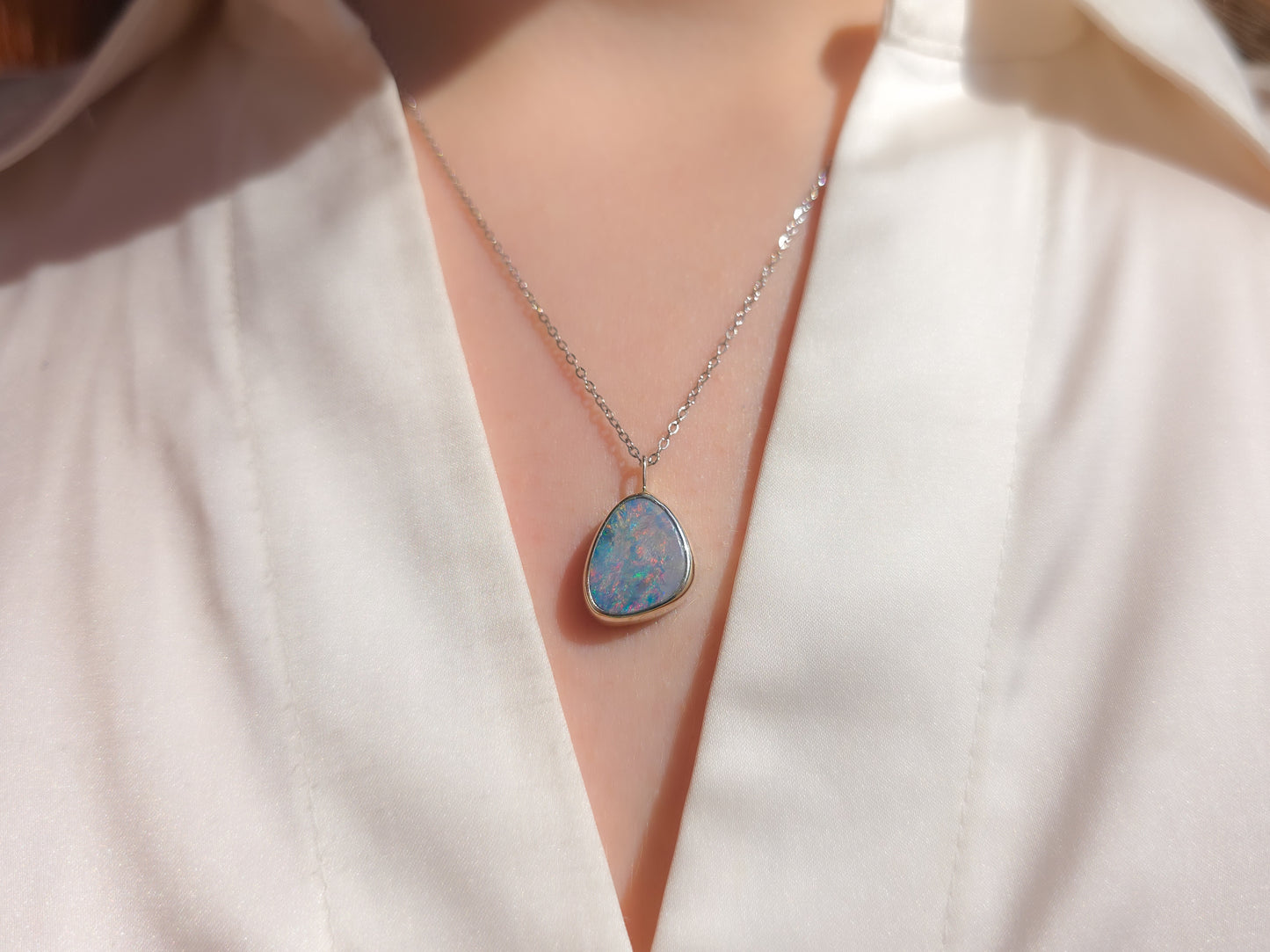 ROSÉ | Pink Australian Opal Doublet Pendant / Coober Pedy opal necklace / minimal jewelry / pink opal