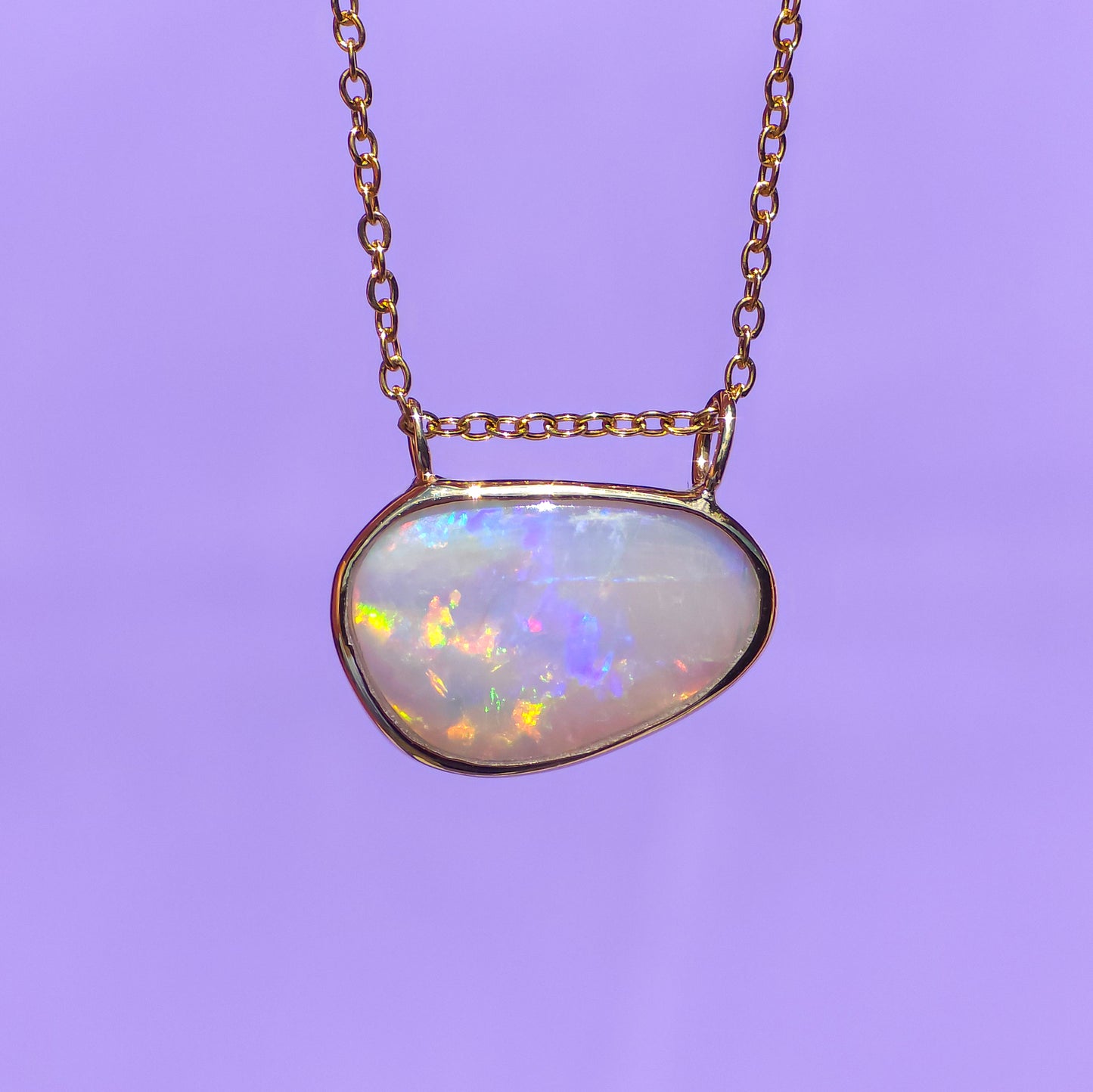 PRAIRIE | 14K Gold Solid Coober Pedy Opal pendant / Australian opal necklace / solid rainbow opal / pink solid opal / charm pendant