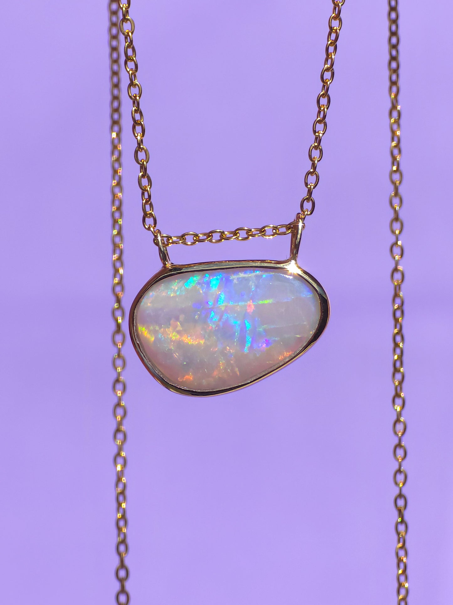 PRAIRIE | 14K Gold Solid Coober Pedy Opal pendant / Australian opal necklace / solid rainbow opal / pink solid opal / charm pendant