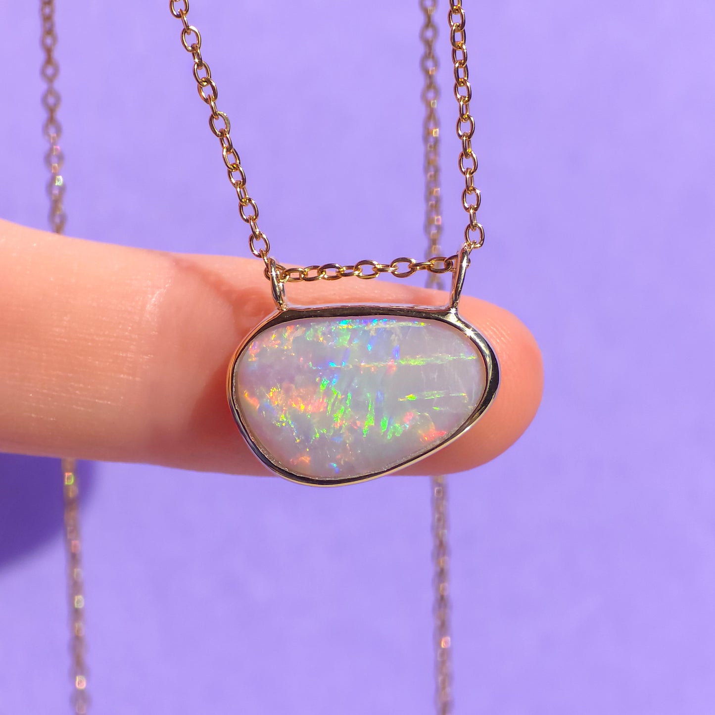 PRAIRIE | 14K Gold Solid Coober Pedy Opal pendant / Australian opal necklace / solid rainbow opal / pink solid opal / charm pendant