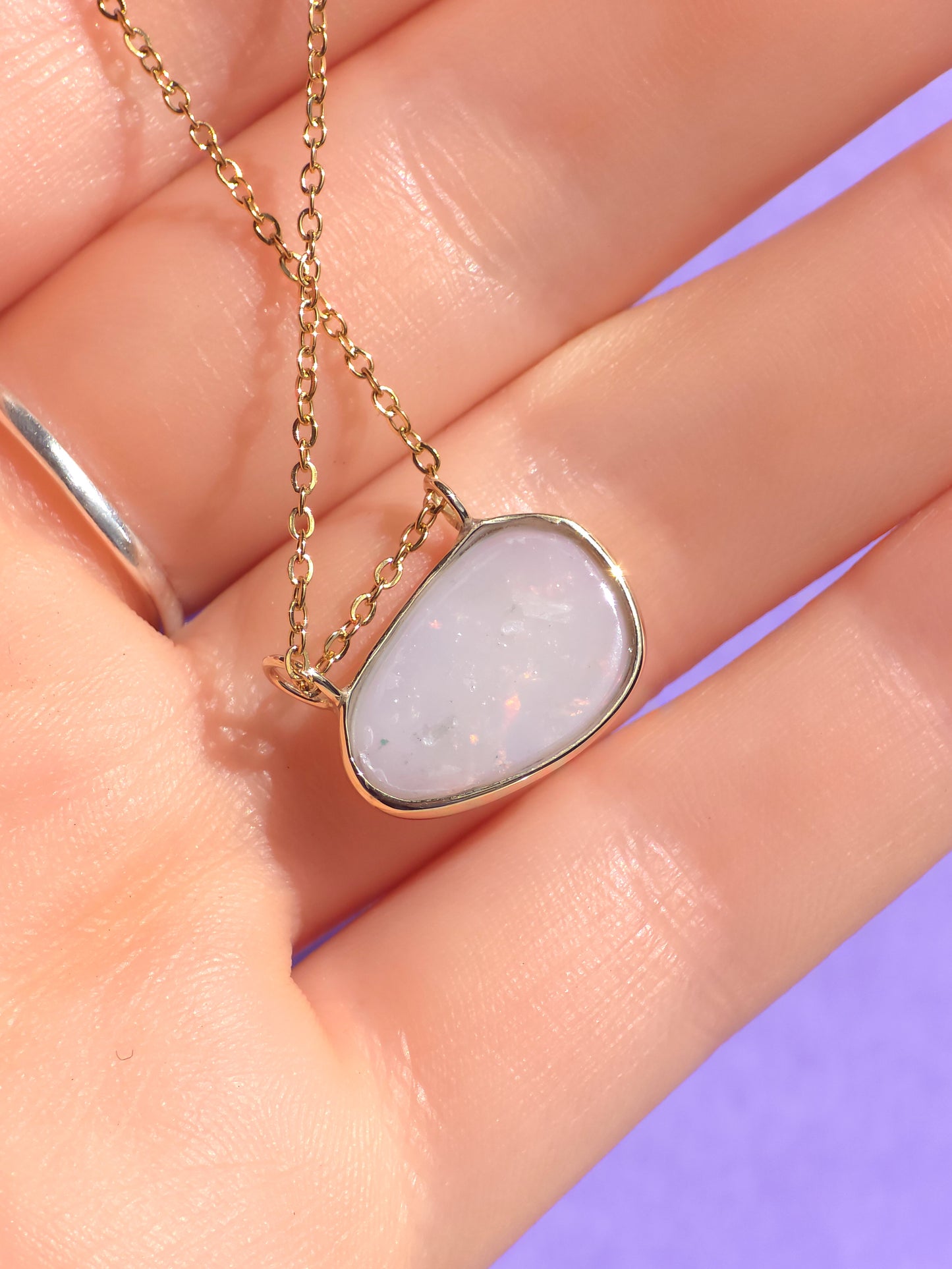 PRAIRIE | 14K Gold Solid Coober Pedy Opal pendant / Australian opal necklace / solid rainbow opal / pink solid opal / charm pendant