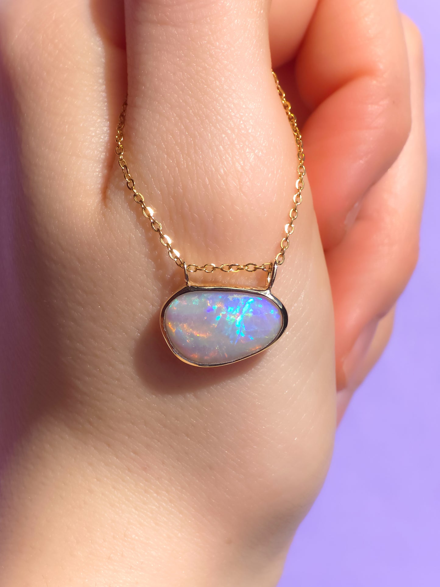 PRAIRIE | 14K Gold Solid Coober Pedy Opal pendant / Australian opal necklace / solid rainbow opal / pink solid opal / charm pendant