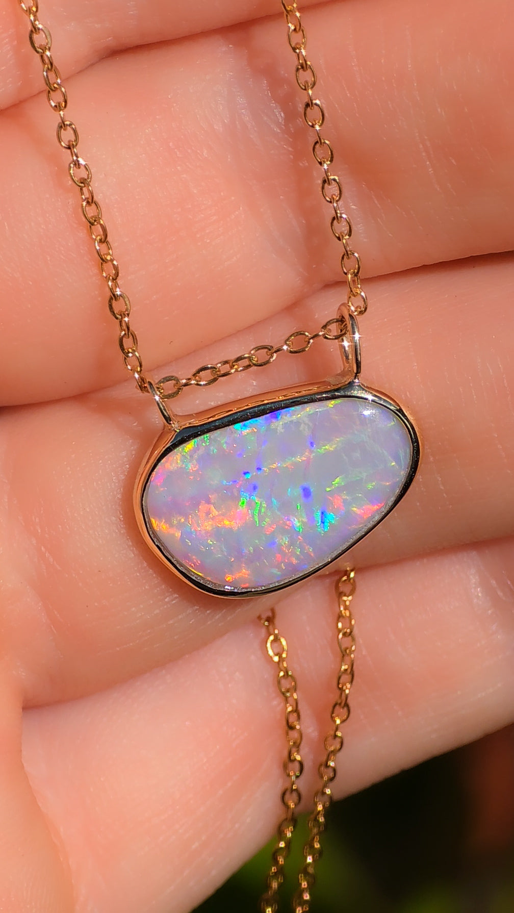 PRAIRIE | 14K Gold Solid Coober Pedy Opal pendant / Australian opal necklace / solid rainbow opal / pink solid opal / charm pendant