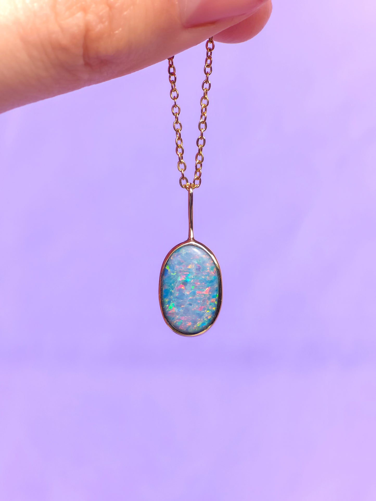 JUNIA | 14K Gold Coober Pedy opal doublet necklace/ crystal opal/ minimalist jewelry/ opal jewellery/ opale/ colorful gem