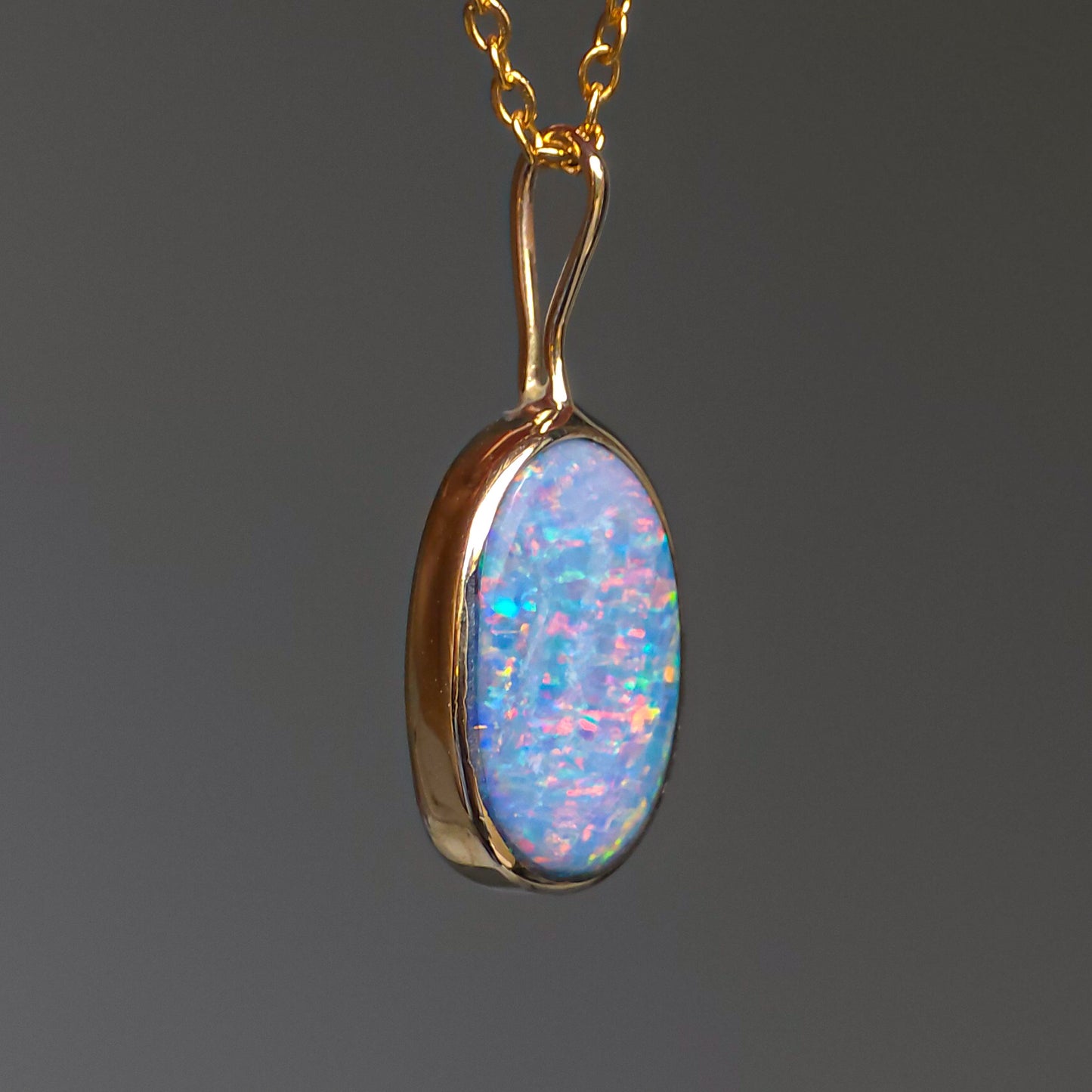 JUNIA | 14K Gold Coober Pedy opal doublet necklace/ crystal opal/ minimalist jewelry/ opal jewellery/ opale/ colorful gem