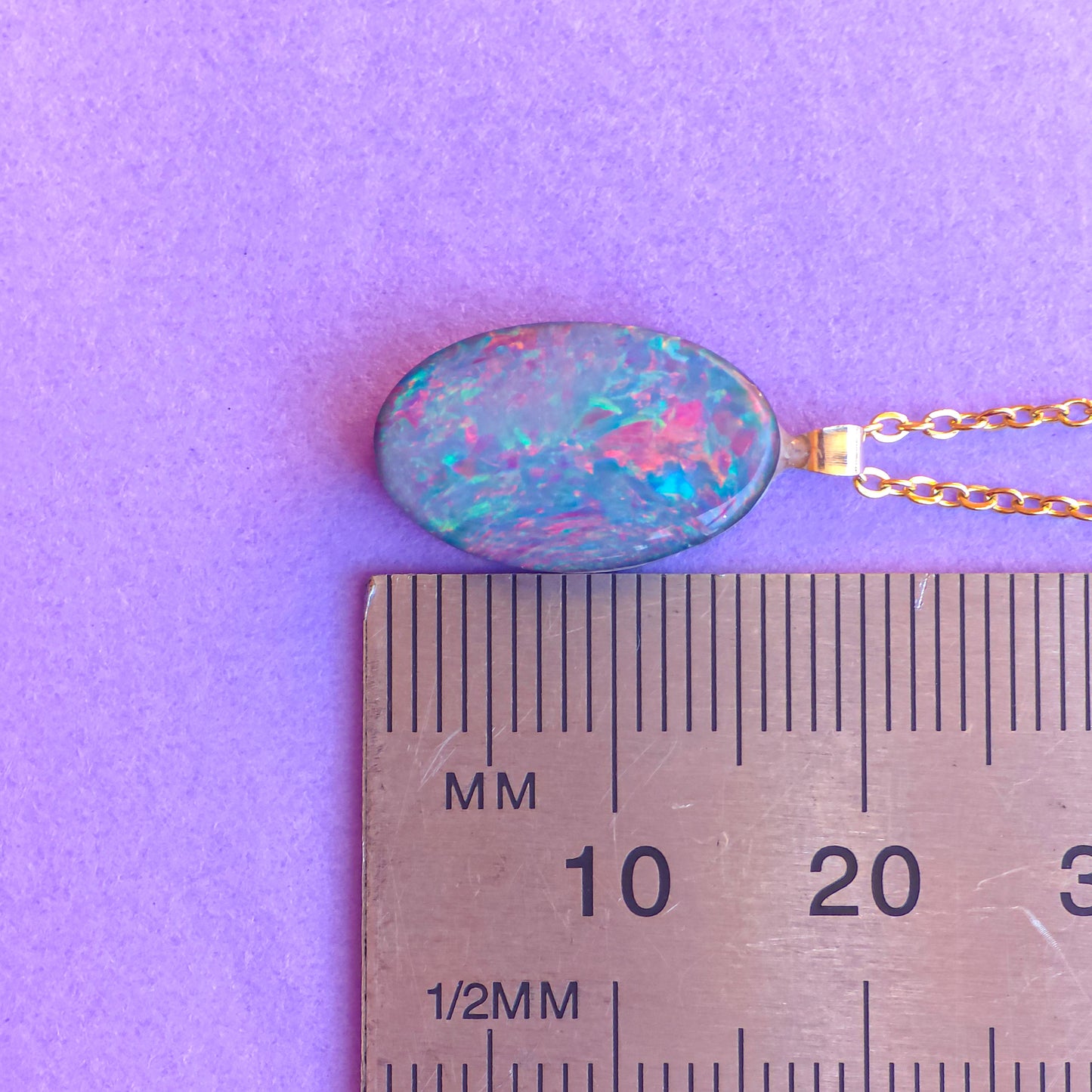 GLOW | 14K Gold Coober Pedy opal doublet/ Australian opal necklace/ firey opal/ rainbow opal/ minimalist jewelry/ Pink opal