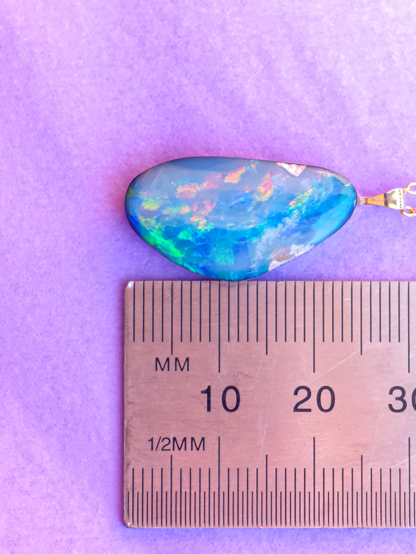 14K Gold Coober Pedy opal pendant/ Australian opal necklace/ firey opal/ rainbow opal/ minimal jewelry