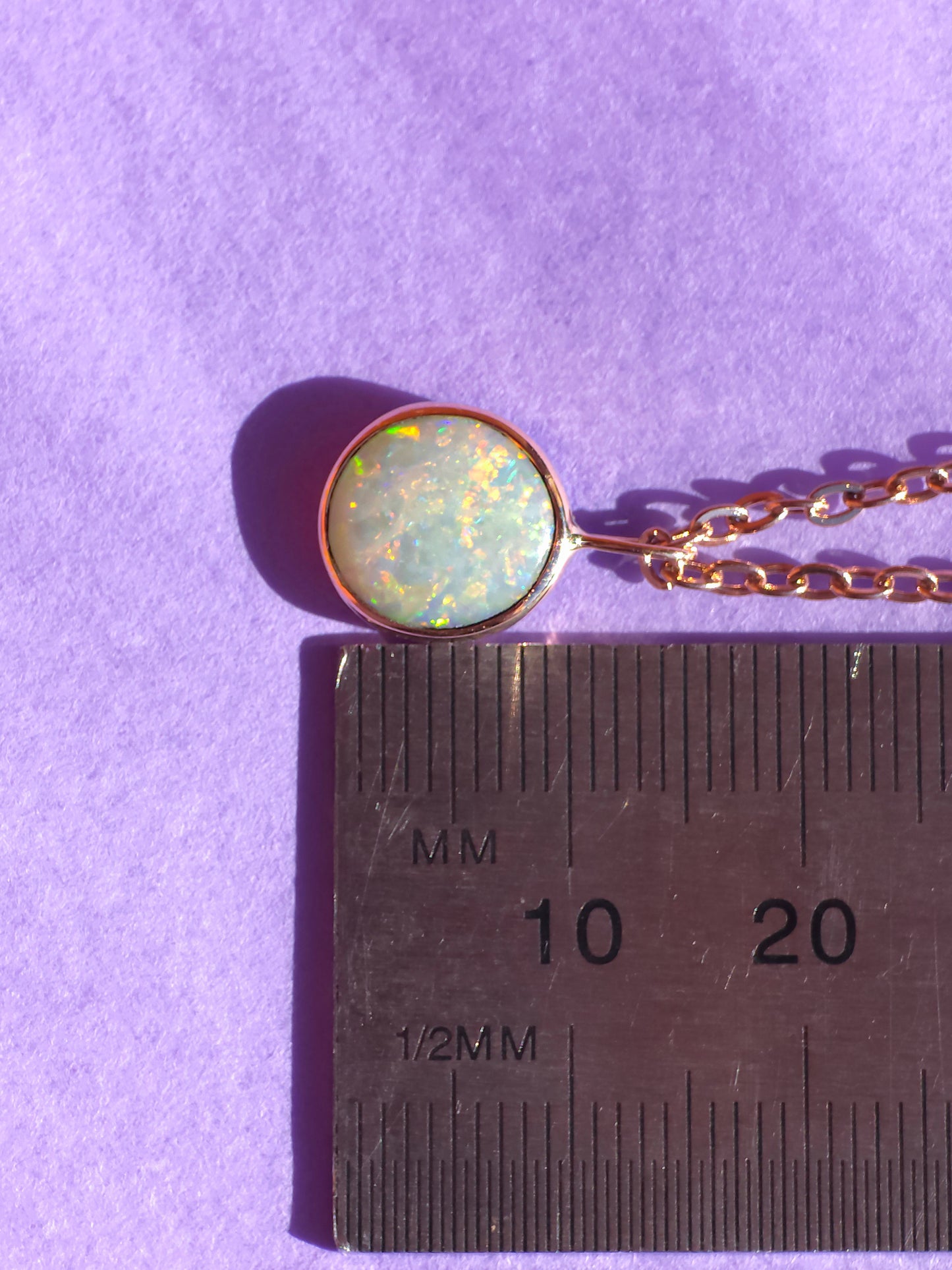 14K Rose Gold Solid Coober Pedy Opal pendant / Australian opal necklace / solid rainbow opal / rainbow solid opal / charm pendant