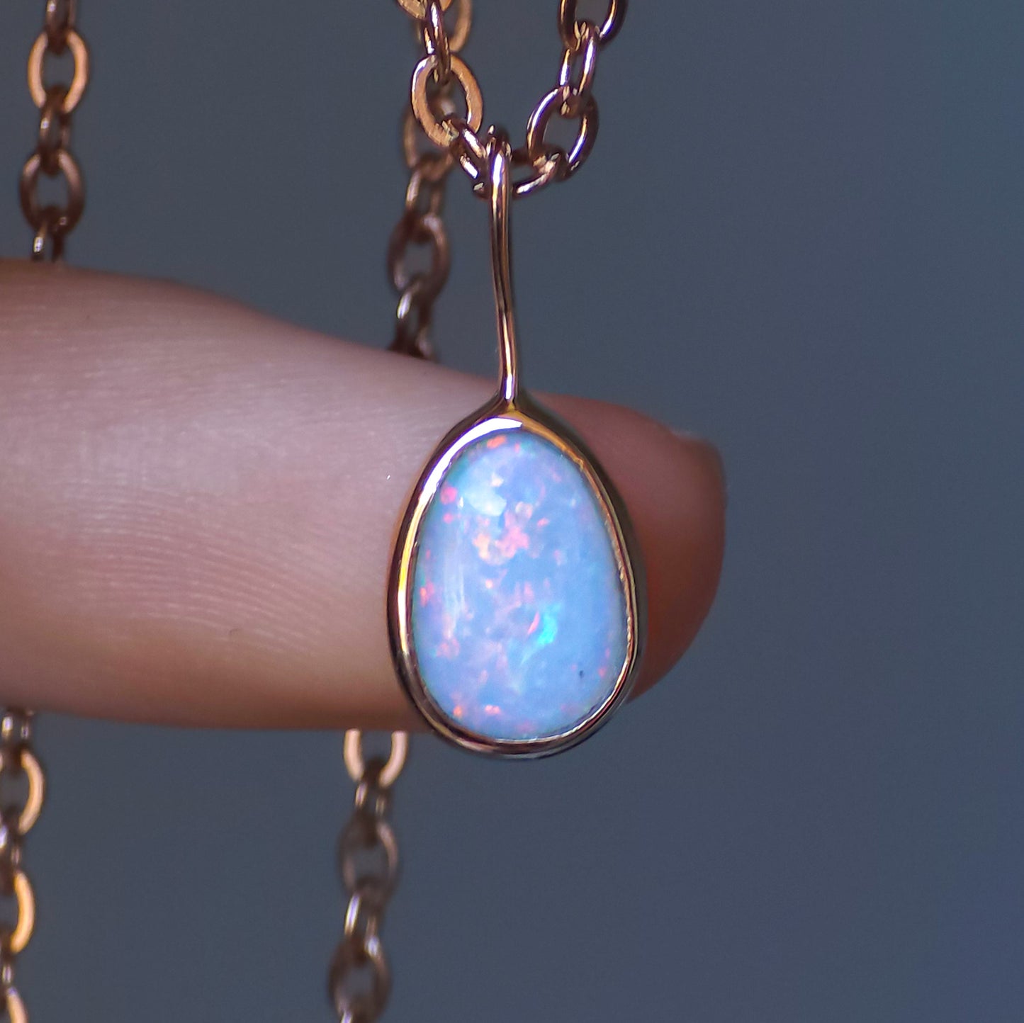 MARIGOLD | 14K Rose Gold Solid Coober Pedy Opal pendant / Australian opal necklace / pink solid opal / charm pendant