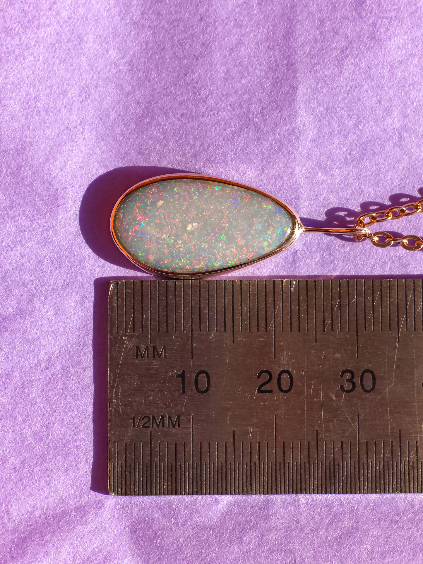 Mintabie 14K Rose Gold doublet pendant/ Australian opal necklace / pink Mintabie opal / minimal jewelry