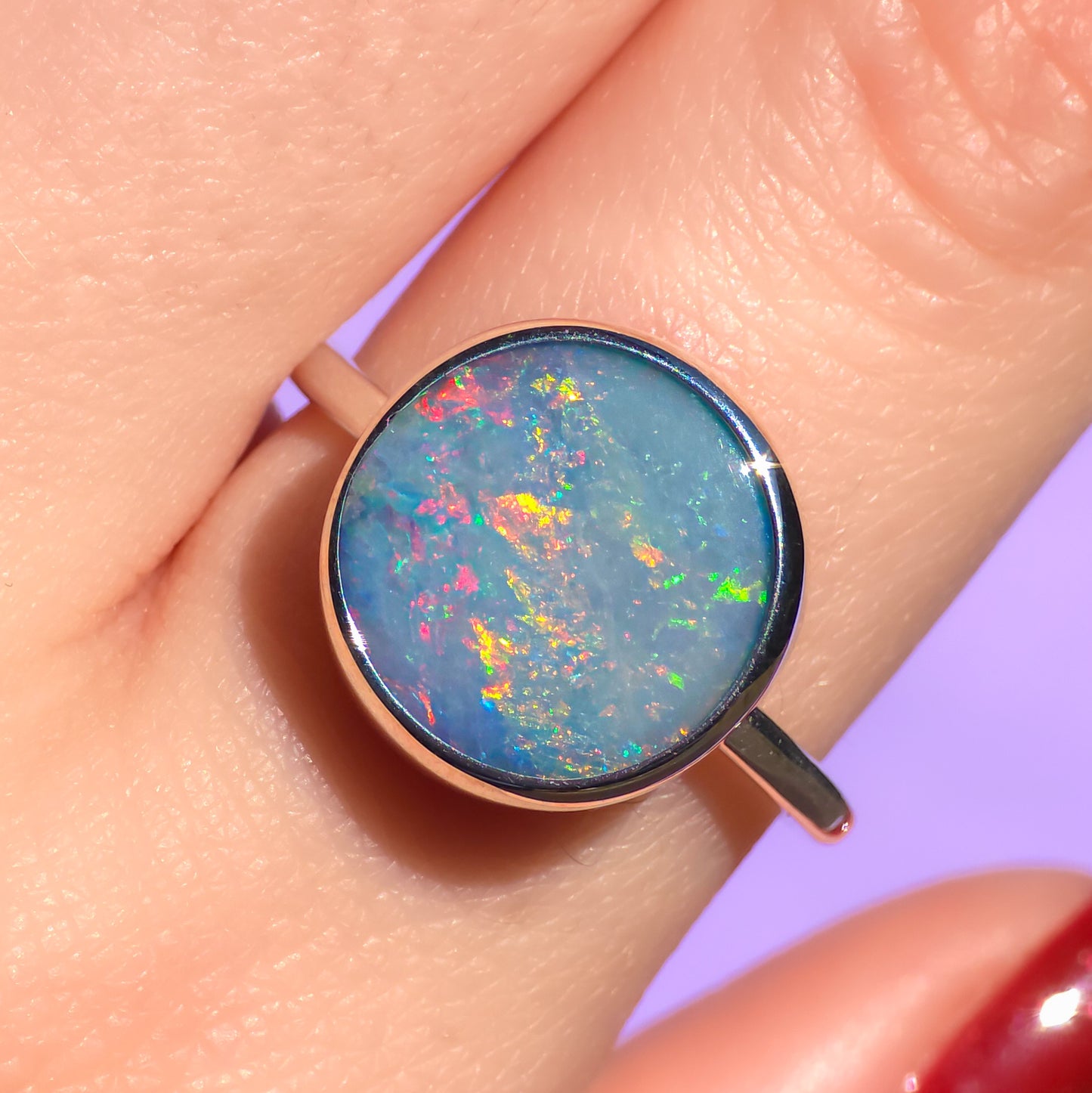 FAIRIE | Pink Australian opal doublet ring / Free Sizing / Coober Pedy Opal / 925 solid silver / minimal ring