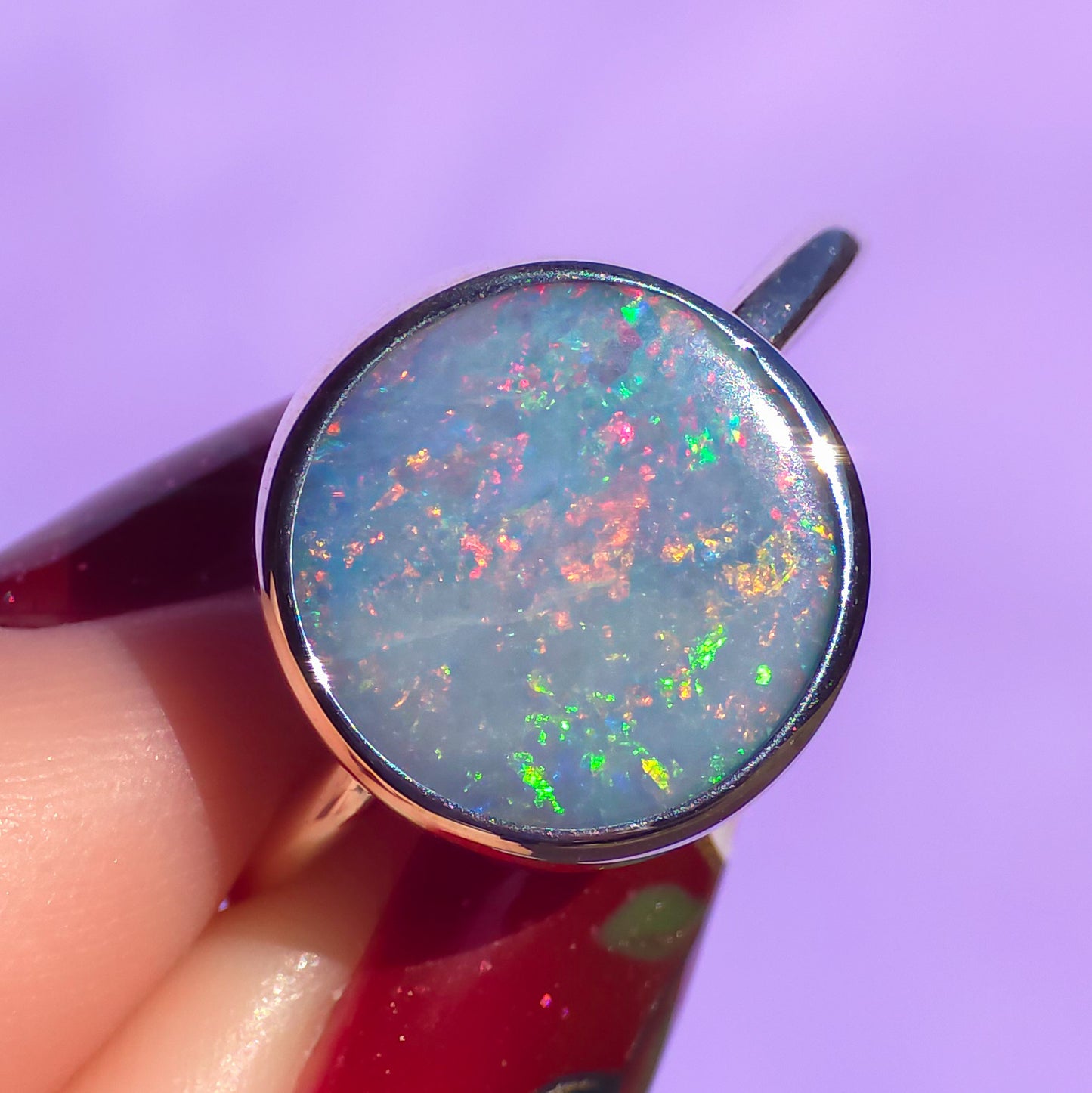 FAIRIE | Pink Australian opal doublet ring / Free Sizing / Coober Pedy Opal / 925 solid silver / minimal ring