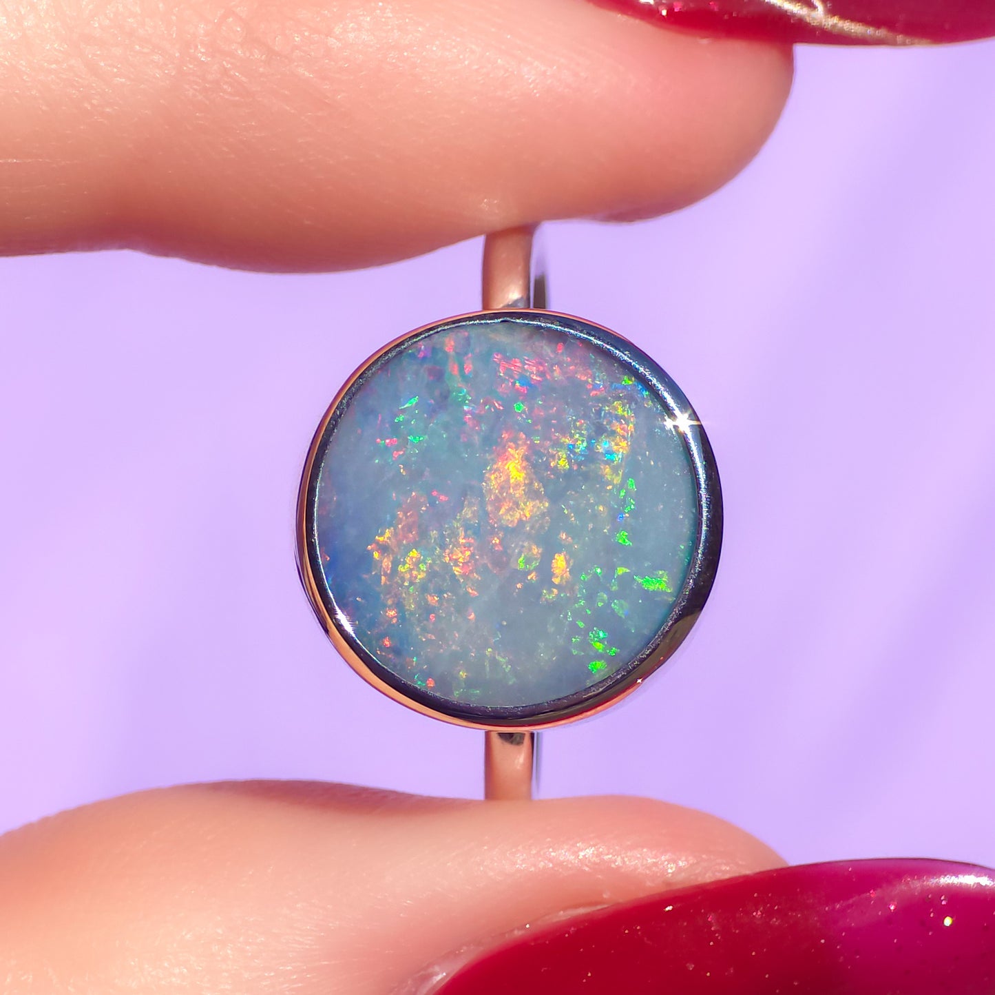 FAIRIE | Pink Australian opal doublet ring / Free Sizing / Coober Pedy Opal / 925 solid silver / minimal ring