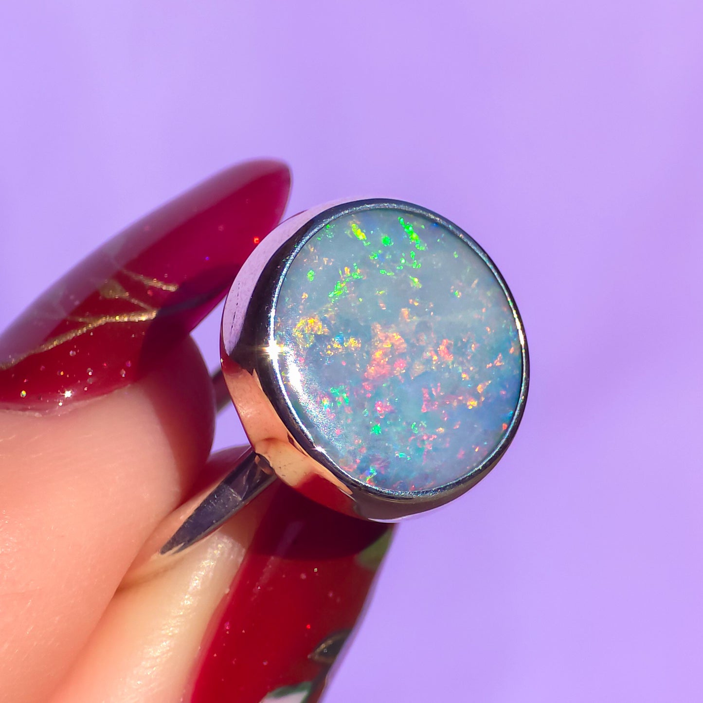 FAIRIE | Pink Australian opal doublet ring / Free Sizing / Coober Pedy Opal / 925 solid silver / minimal ring