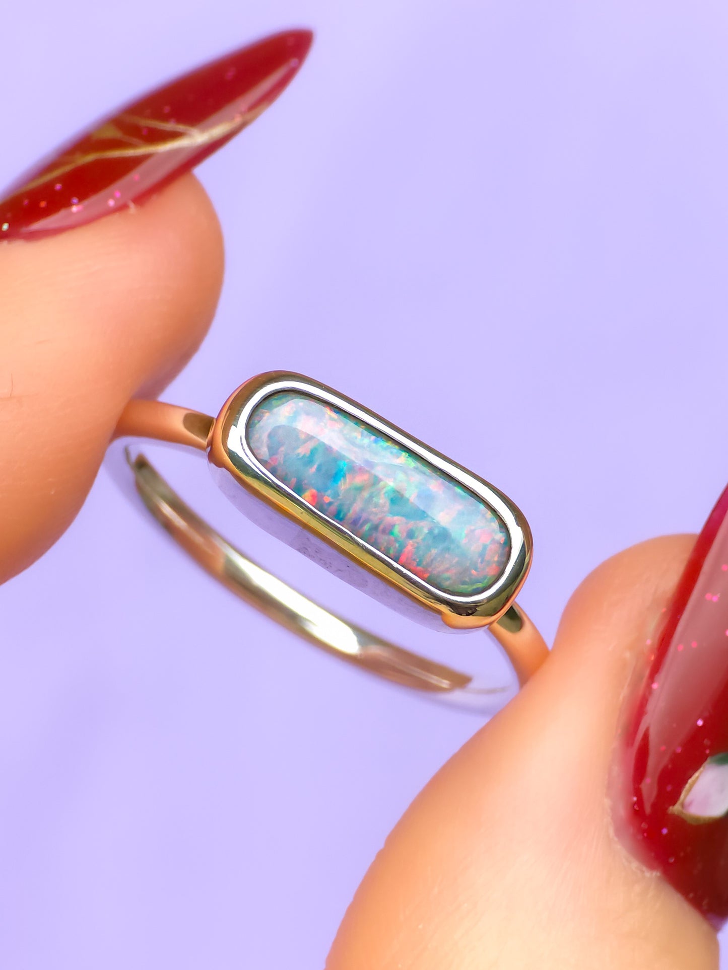 ARIELLE | Australian Coober Pedy opal doublet ring / Free Sizing / 925 solid silver / minimalist jewelry / Pink opal ring