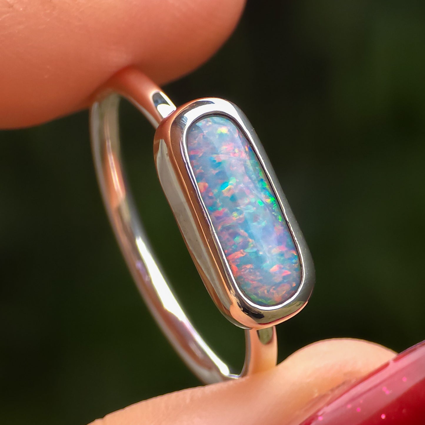ARIELLE | Australian Coober Pedy opal doublet ring / Free Sizing / 925 solid silver / minimalist jewelry / Pink opal ring