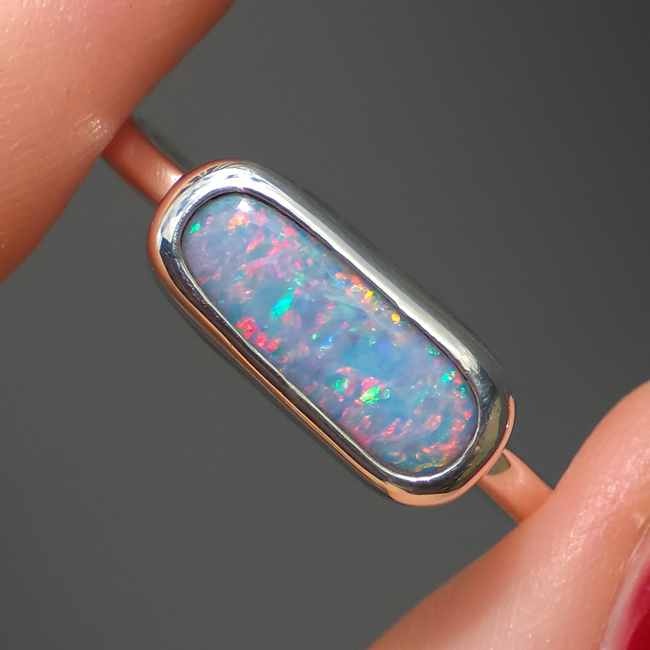 ARIELLE | Australian Coober Pedy opal doublet ring / Free Sizing / 925 solid silver / minimalist jewelry / Pink opal ring