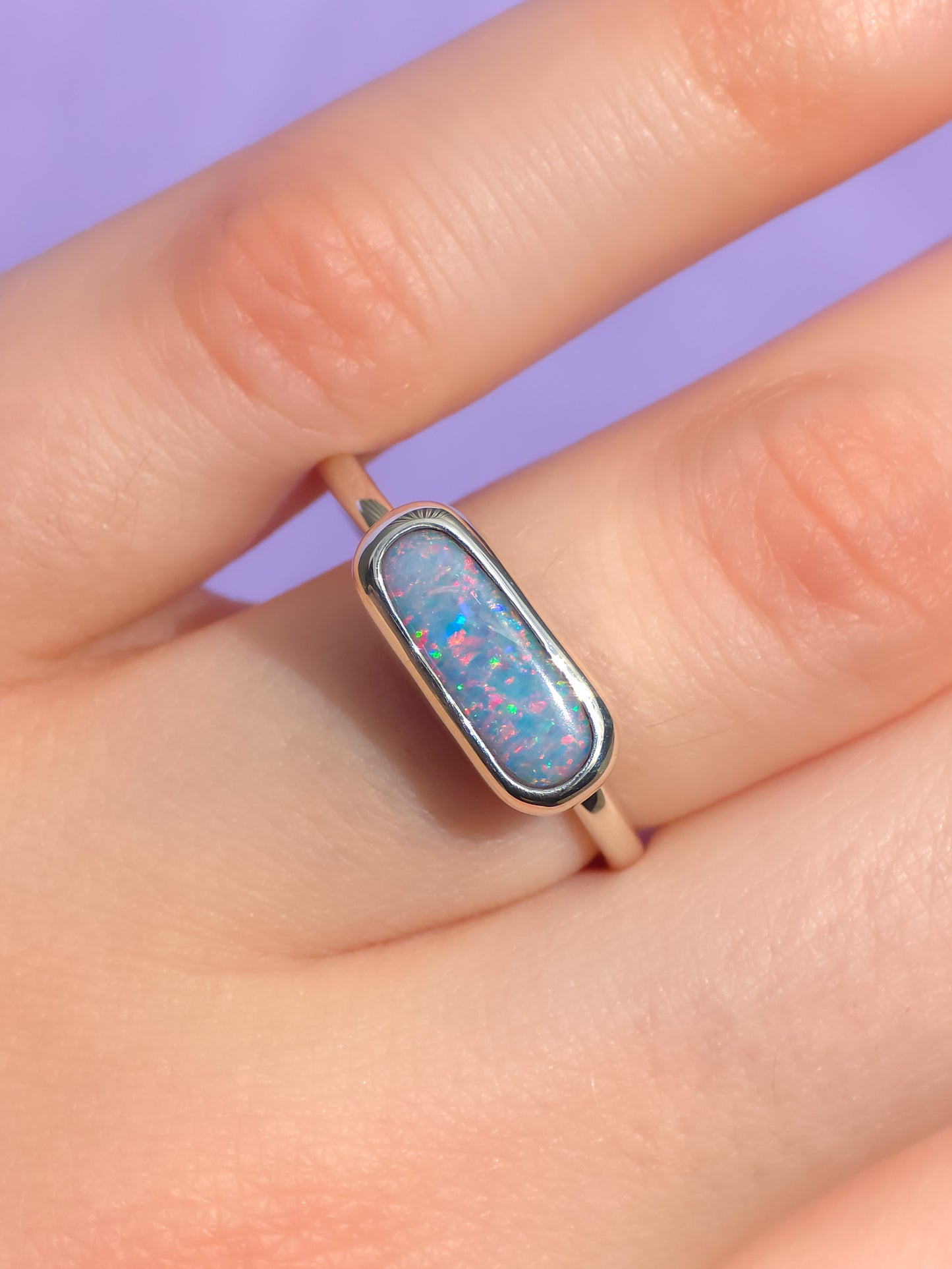 ARIELLE | Australian Coober Pedy opal doublet ring / Free Sizing / 925 solid silver / minimalist jewelry / Pink opal ring