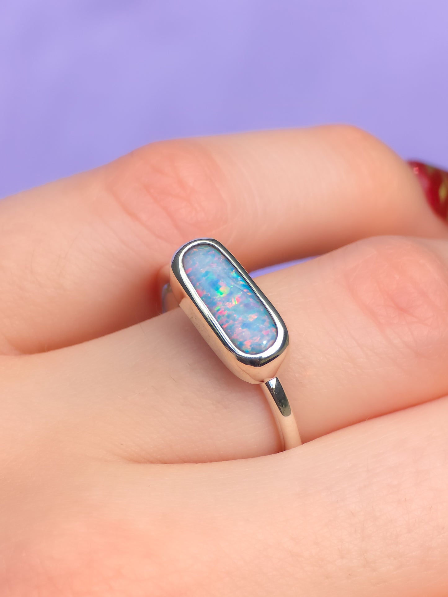ARIELLE | Australian Coober Pedy opal doublet ring / Free Sizing / 925 solid silver / minimalist jewelry / Pink opal ring