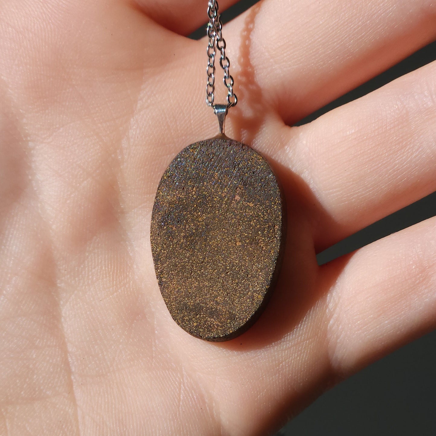 Australis | Bright Australian Coober Pedy Opal Doublet Pendant, QLD Boulder Ironstone Backing, Sterling Silver, Colorful Rainbow Opal |IR1