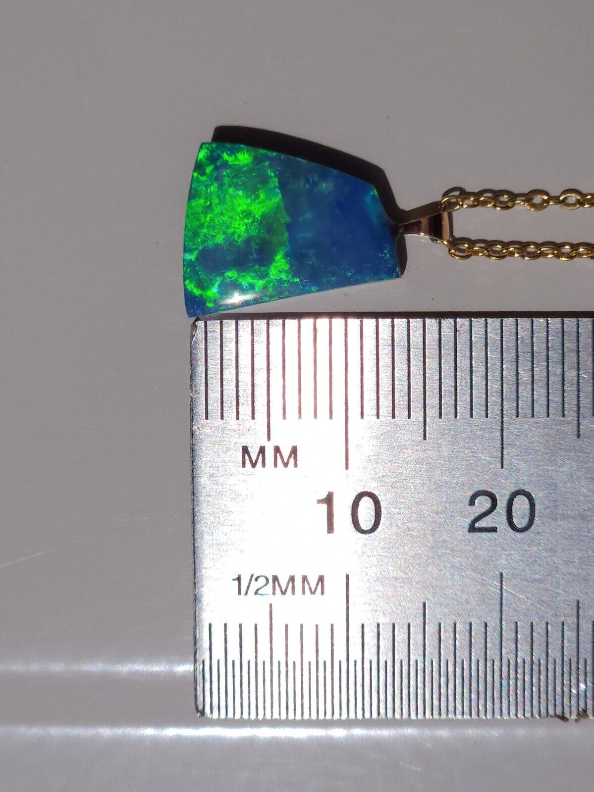 14K Gold Australian Opal Pendant, Coober Pedy Opal Doublet Necklace