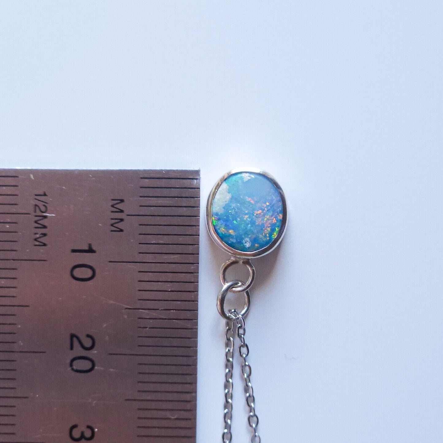 Silver Opal Doublet Necklace, Colorful Gemstone, Australian Opal, Pink Opal