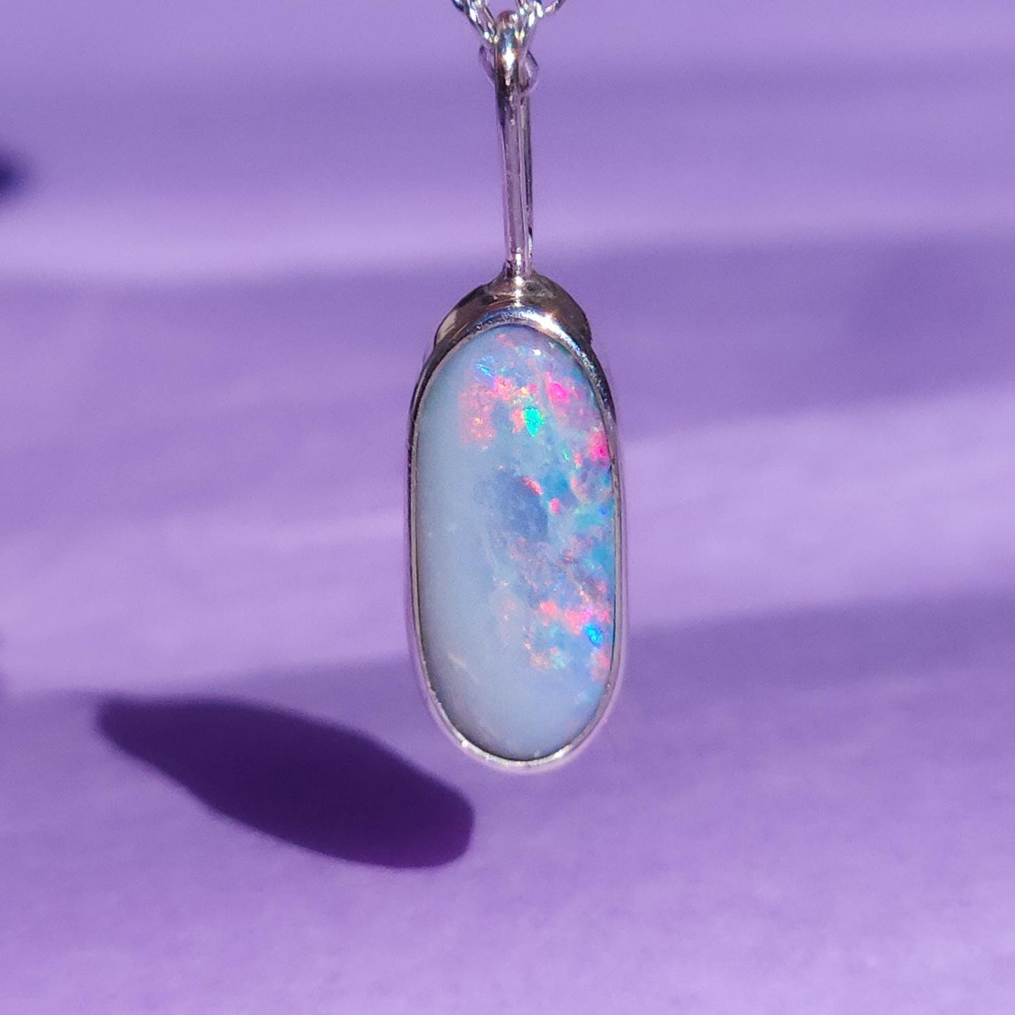 BLUSH | Sterling silver Coober Pedy opal necklace/ / crystal opal/ opal doublet/ minimalist jewelry/ coastal gem/ opal jewelry