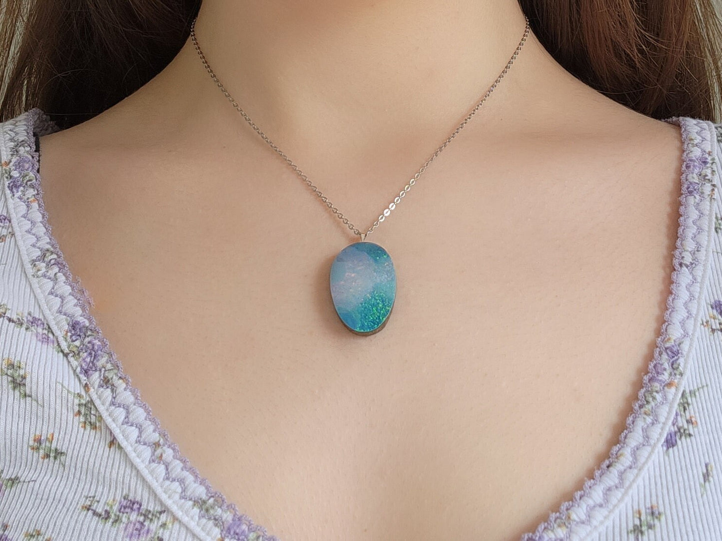 Australis | Bright Australian Coober Pedy Opal Doublet Pendant, QLD Boulder Ironstone Backing, Sterling Silver, Colorful Rainbow Opal |IR1